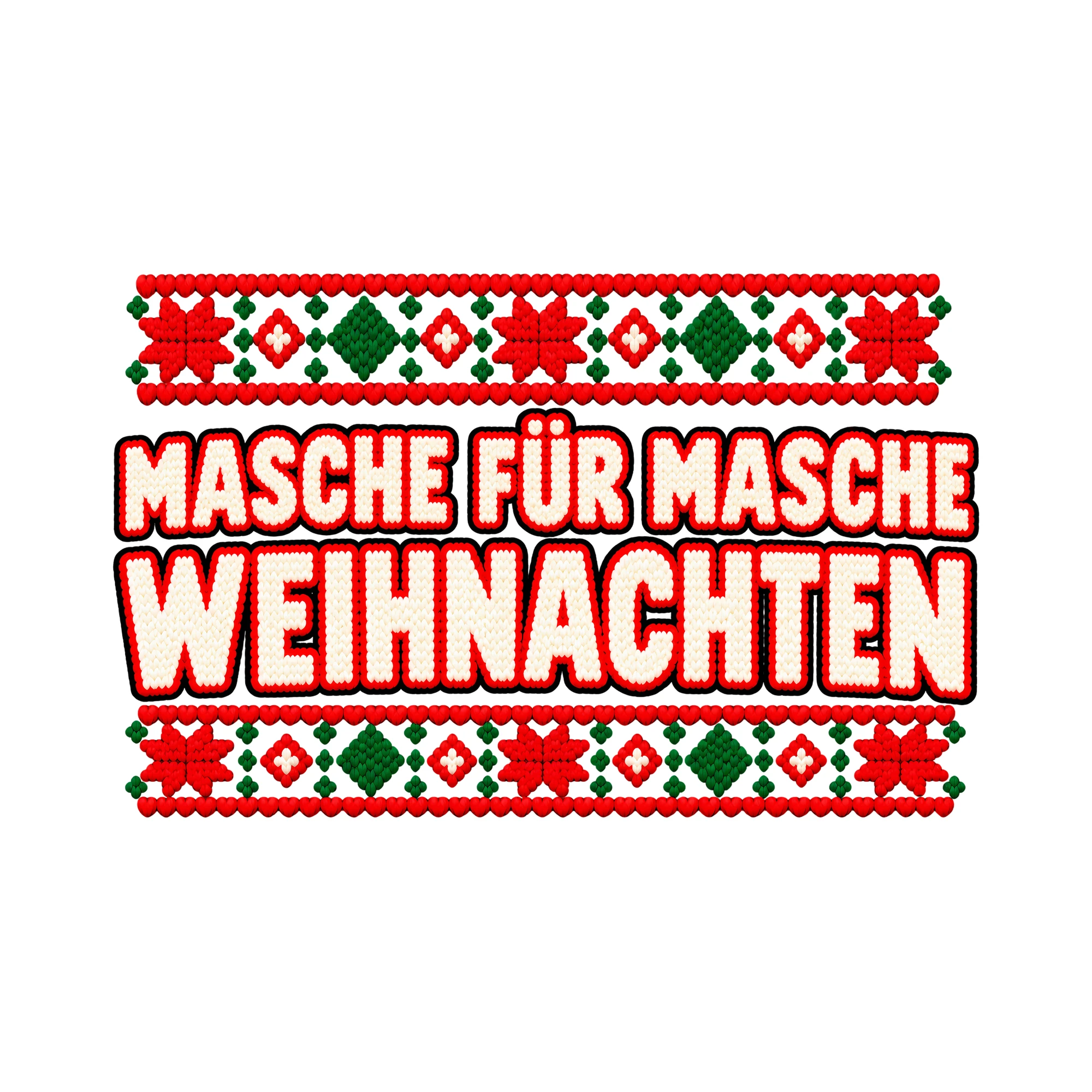 Bügelbild Masche für Masche Weihnachten als Grafik auf weißem Hintergrund (BB011418)