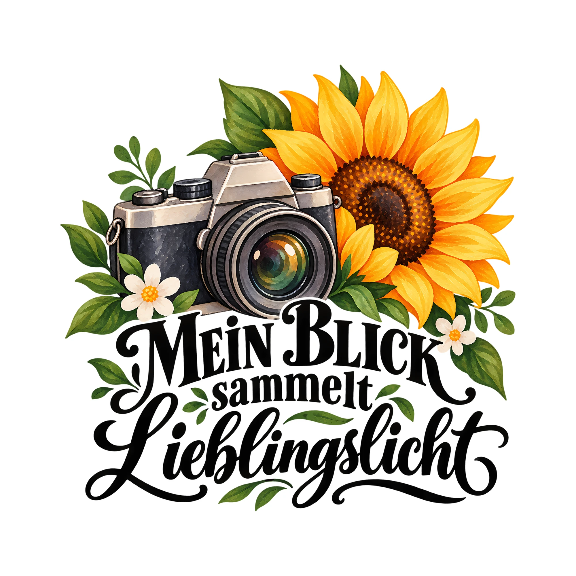 Bügelbild MEIN BLICK sammelt Lieblingslicht als Grafik auf weißem Hintergrund (BB012976)