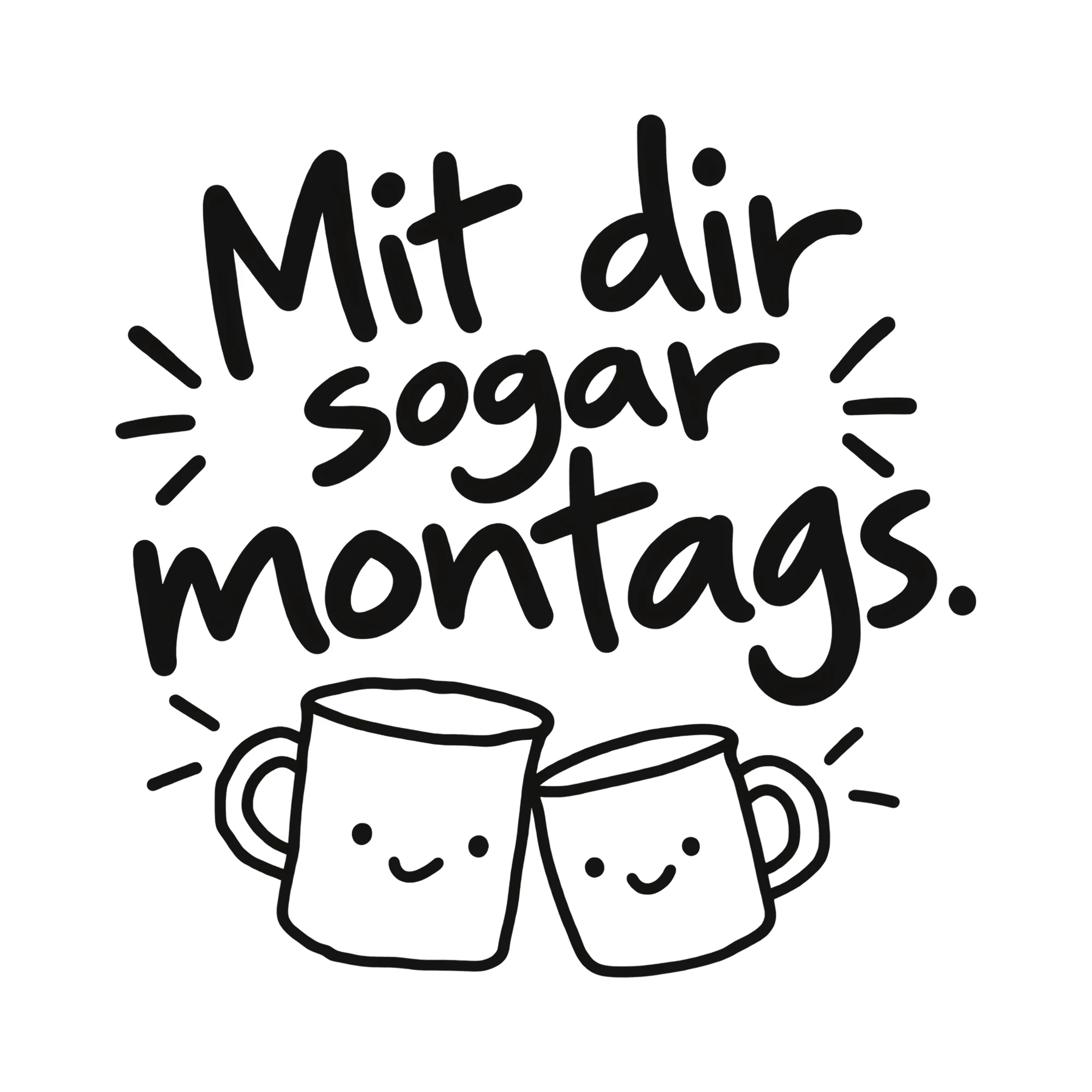 Bügelbild Mit dir sogar montags. als Grafik auf weißem Hintergrund (BB011555)