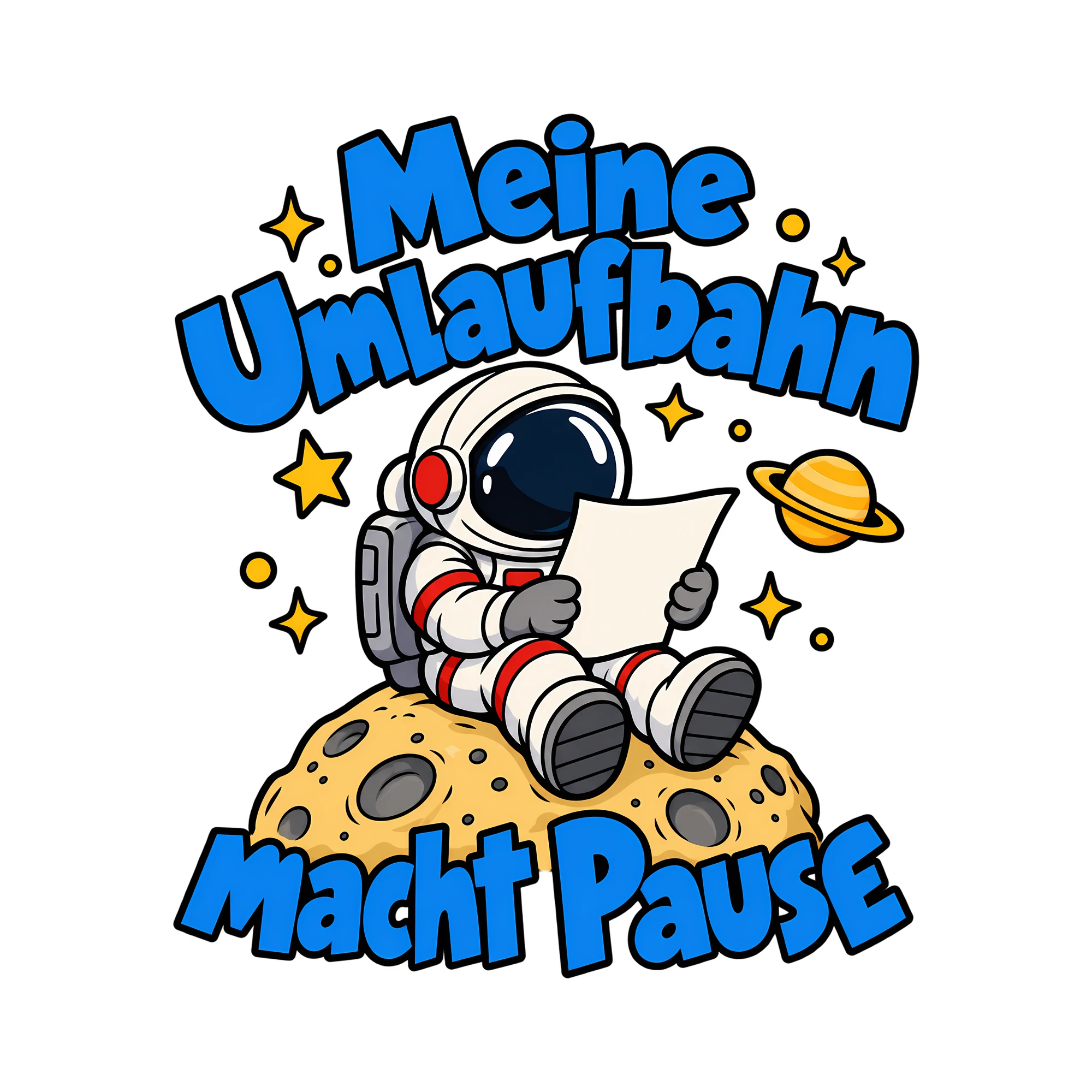 Bügelbild Meine Umlaufbahn macht Pause als Grafik auf weißem Hintergrund (BB013820)
