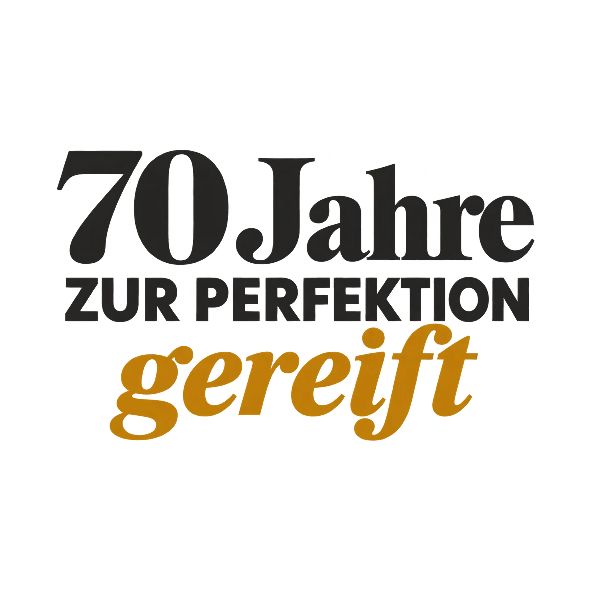 Bügelbild 70 Jahre zur Perfektion gereift, Geburtstagsshirt Spruch als Grafik auf weißem Hintergrund (BB017740)