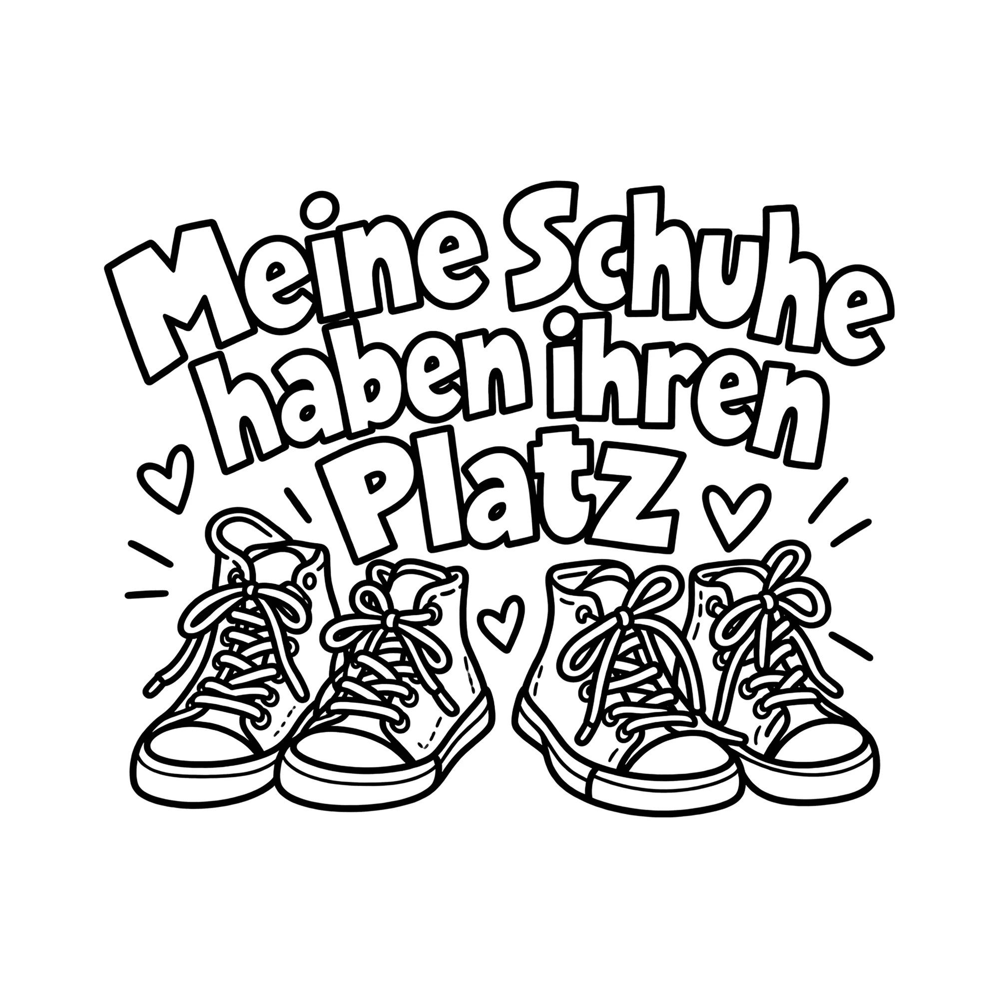 Bügelbild Meine Schuhe haben ihren Platz als Grafik auf weißem Hintergrund (BB014607)