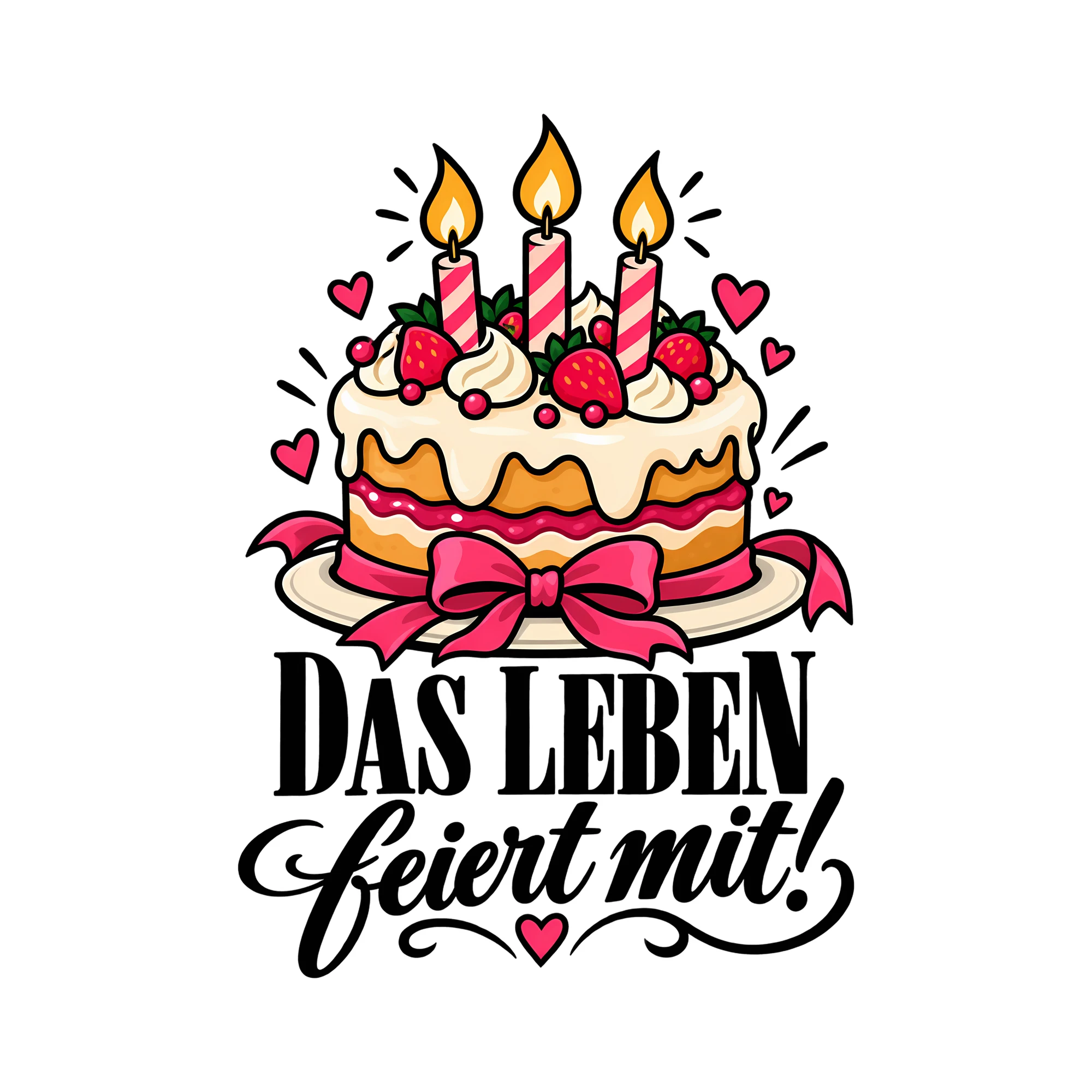 Bügelbild Das Leben feiert mit! als Grafik auf weißem Hintergrund (BB012558)