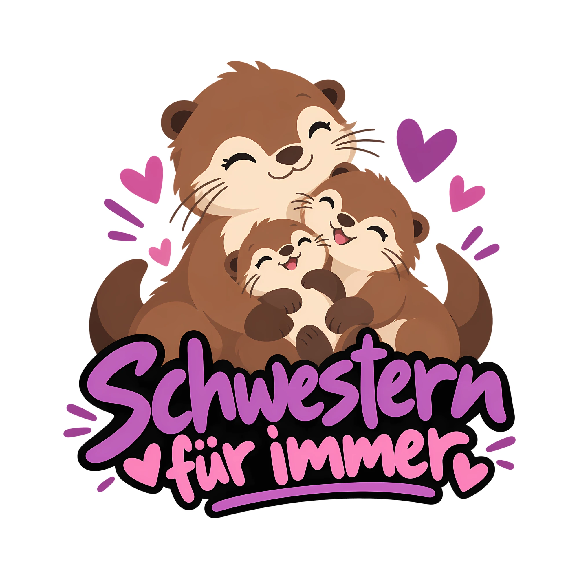 Bügelbild Schwestern für immer als Grafik auf weißem Hintergrund (BB013404)