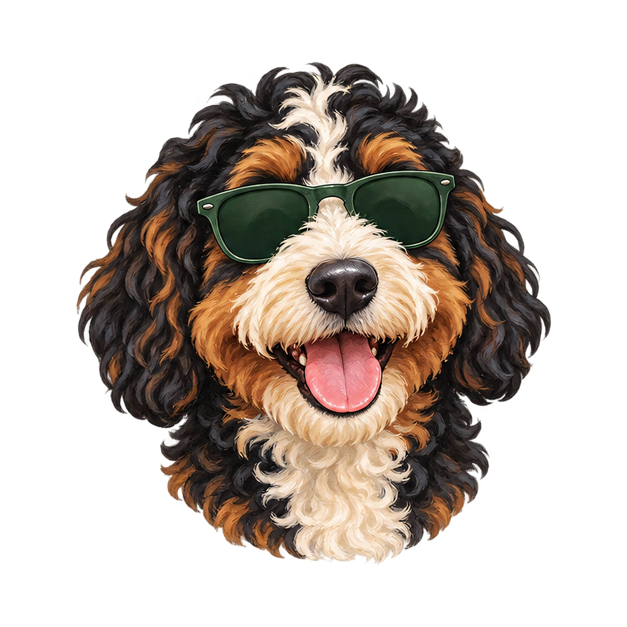 Bügelbild Bernedoodle, Lustiger Shirt Motiv als Grafik auf weißem Hintergrund (BB016078)