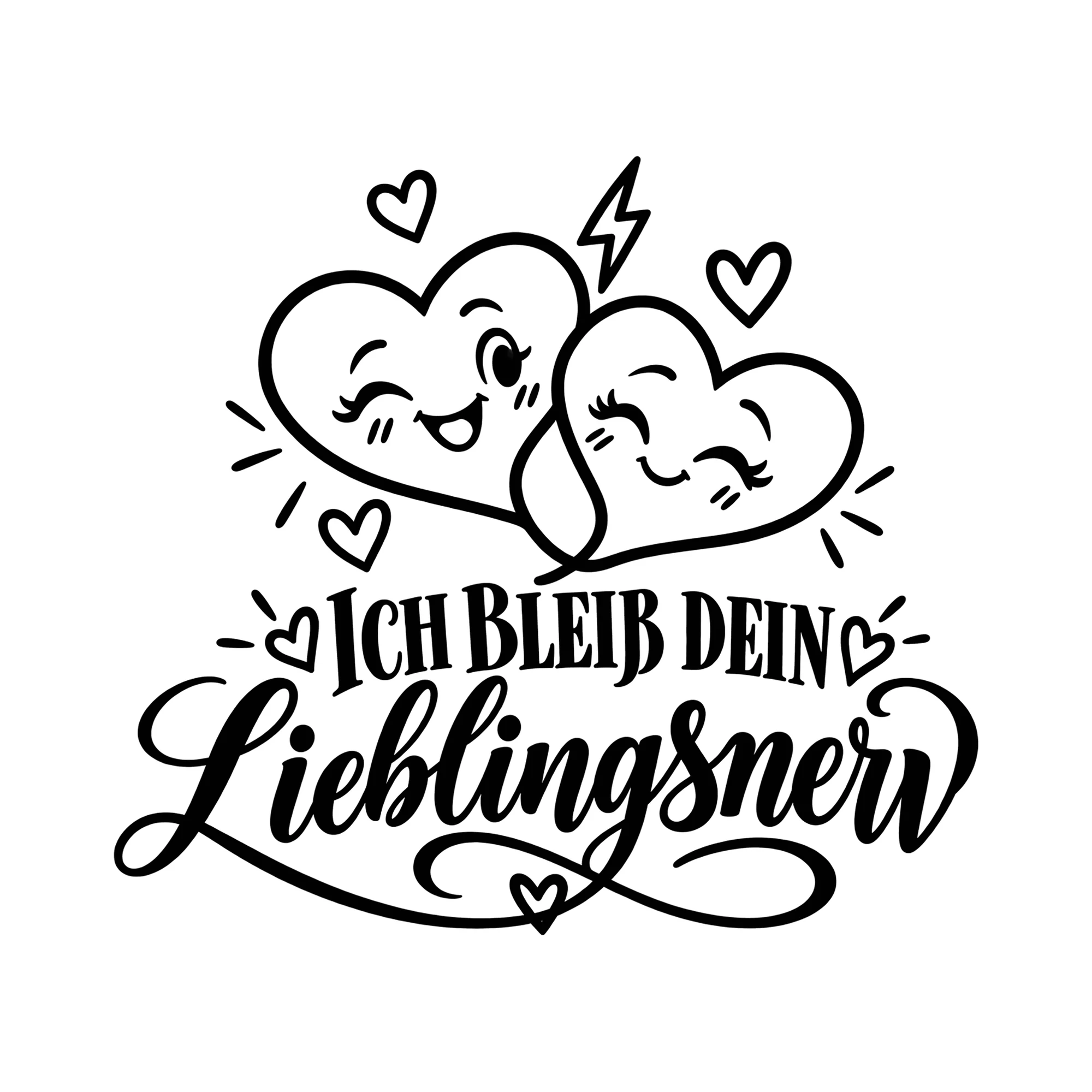 Bügelbild Ich bleib dein Lieblingsnerv als Grafik auf weißem Hintergrund (BB014484)