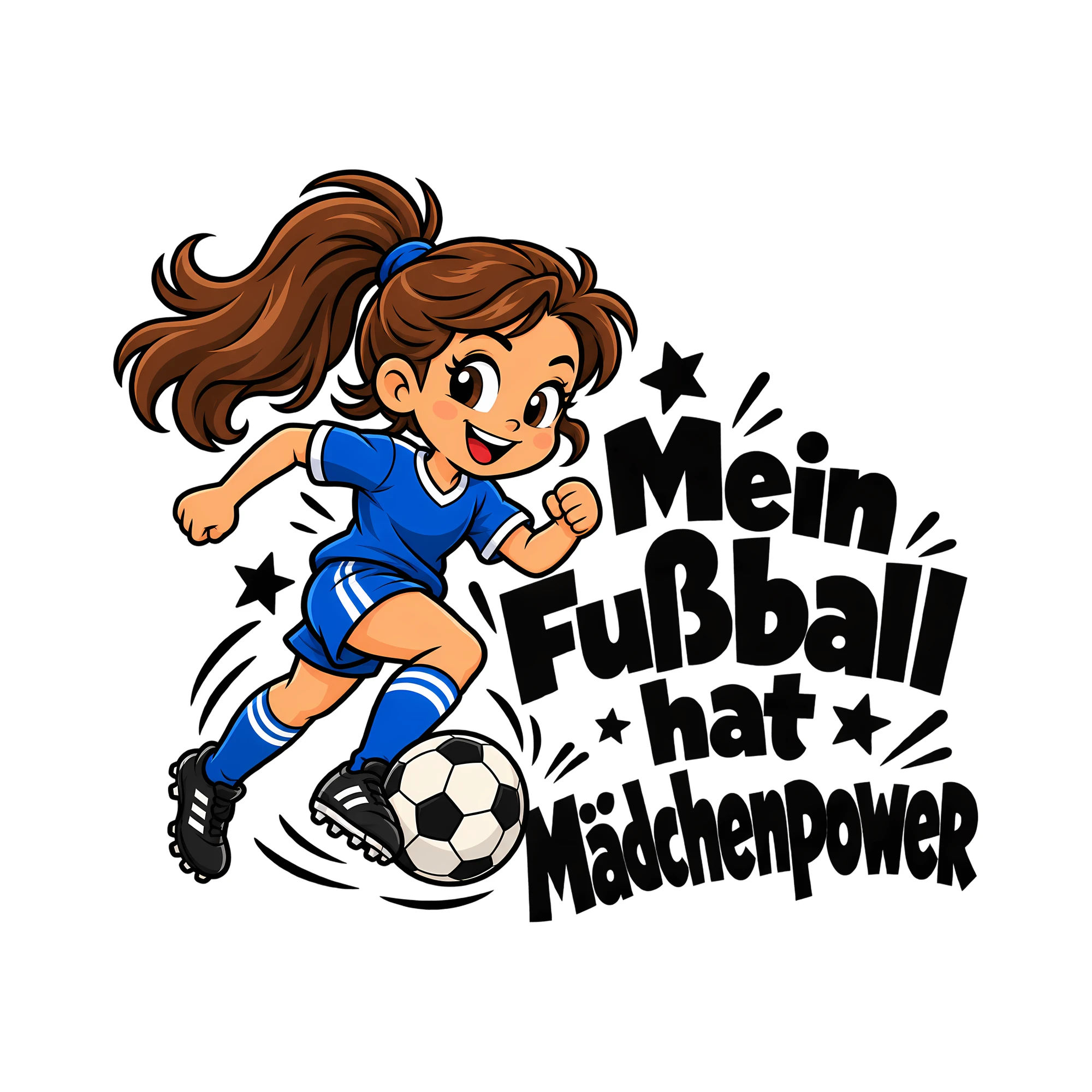 Bügelbild Mein Fußball hat Mädchenpower als Grafik auf weißem Hintergrund (BB013876)