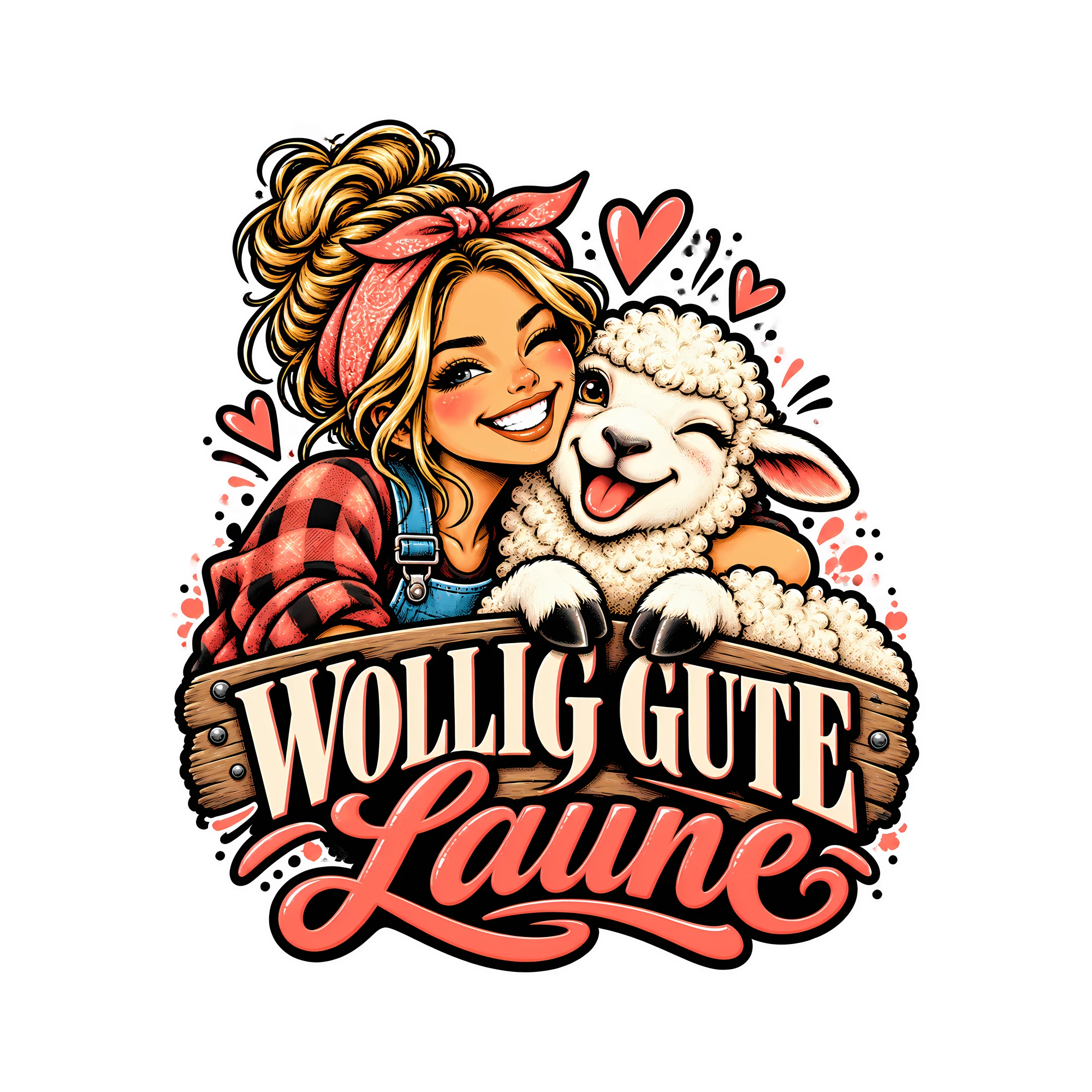 Bügelbild Wollig gute Laune als Grafik auf weißem Hintergrund (BB012808)