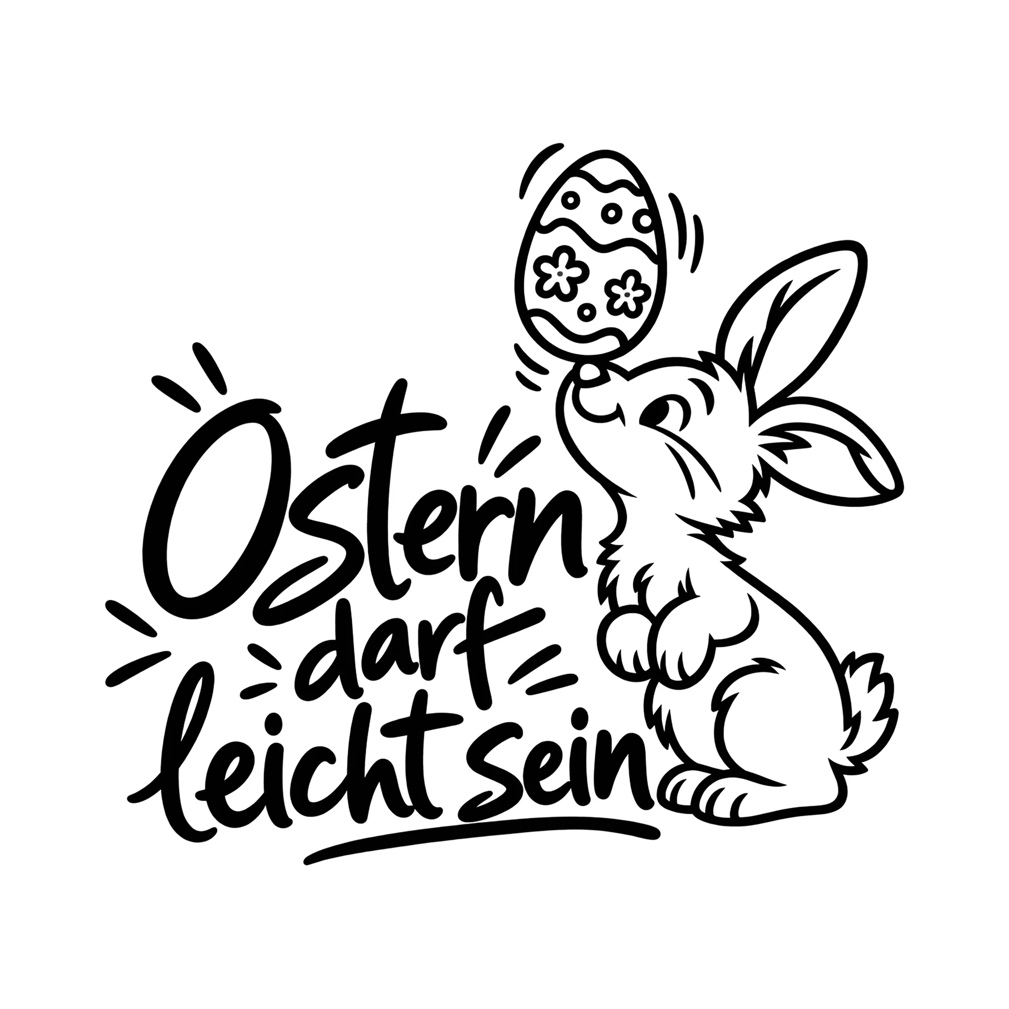 Bügelbild Ostern darf leicht sein als Grafik auf weißem Hintergrund (BB013343)