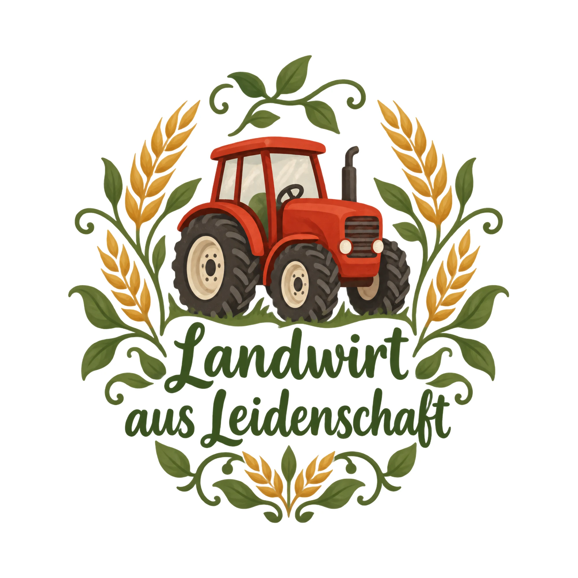 Bügelbild Landwirt aus Leidenschaft, Beruf Shirt Spruch als Grafik auf weißem Hintergrund (BB016641)