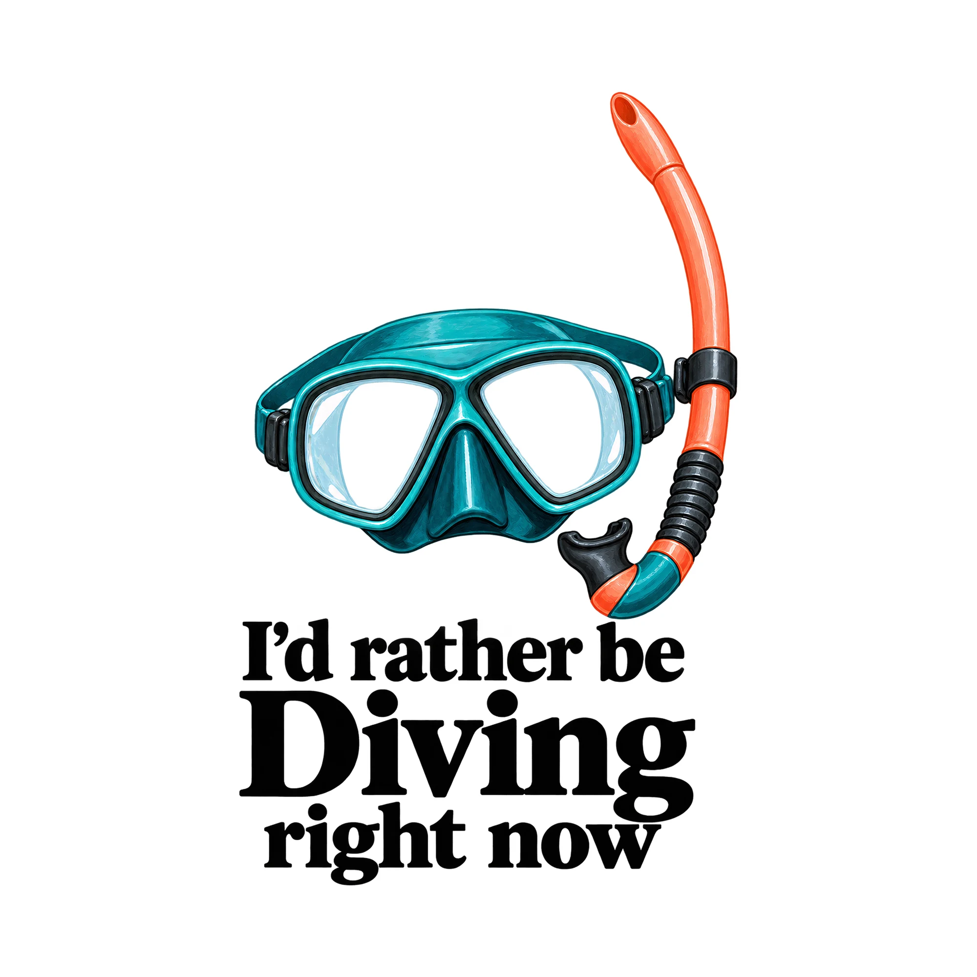 Bügelbild I'd rather be Diving right now, Sport Shirt Spruch als Grafik auf weißem Hintergrund (BB015628)