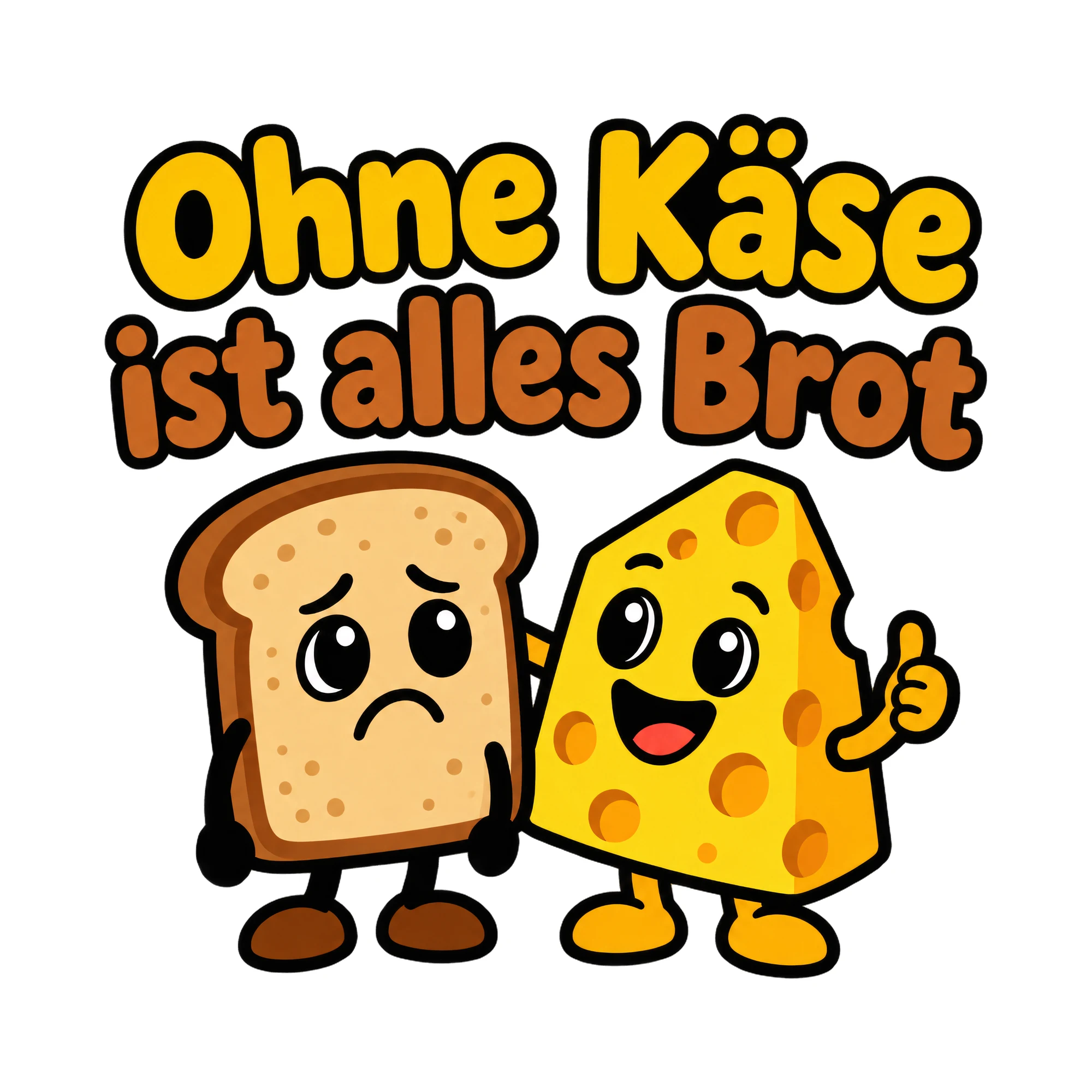 Bügelbild Ohne Käse ist alles Brot als Grafik auf weißem Hintergrund (BB019642)