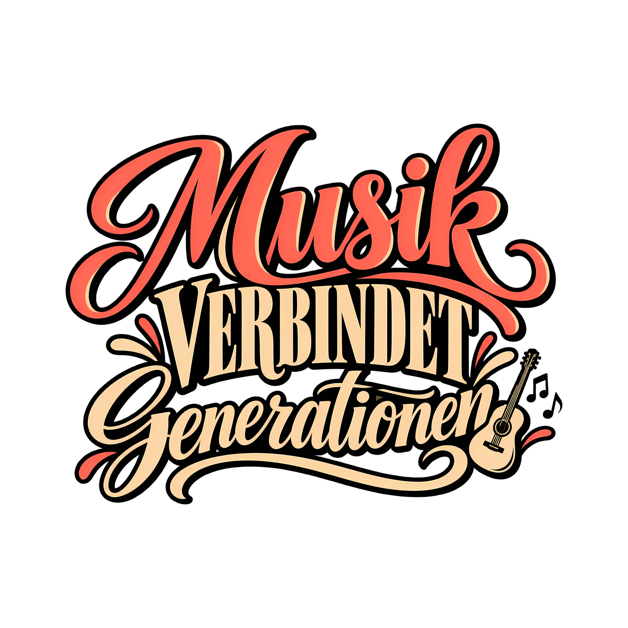 Bügelbild Musik verbindet Generationen! als Grafik auf weißem Hintergrund (BB012814)