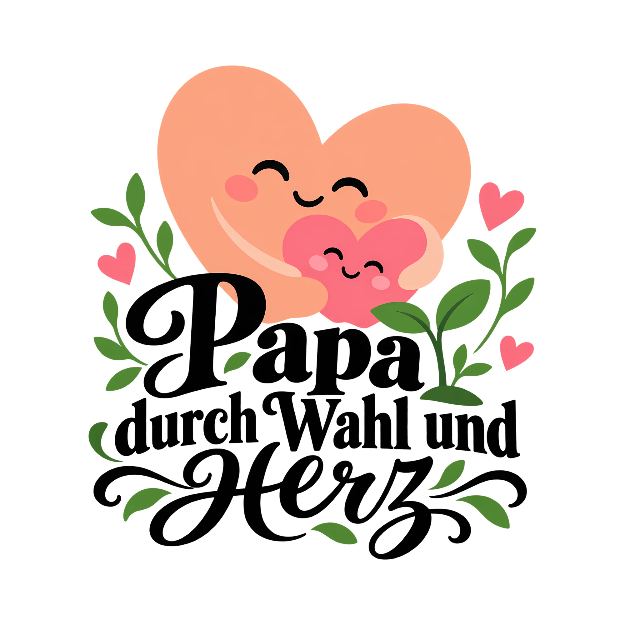 Bügelbild Papa durch Wahl und Herz als Grafik auf weißem Hintergrund (BB012402)