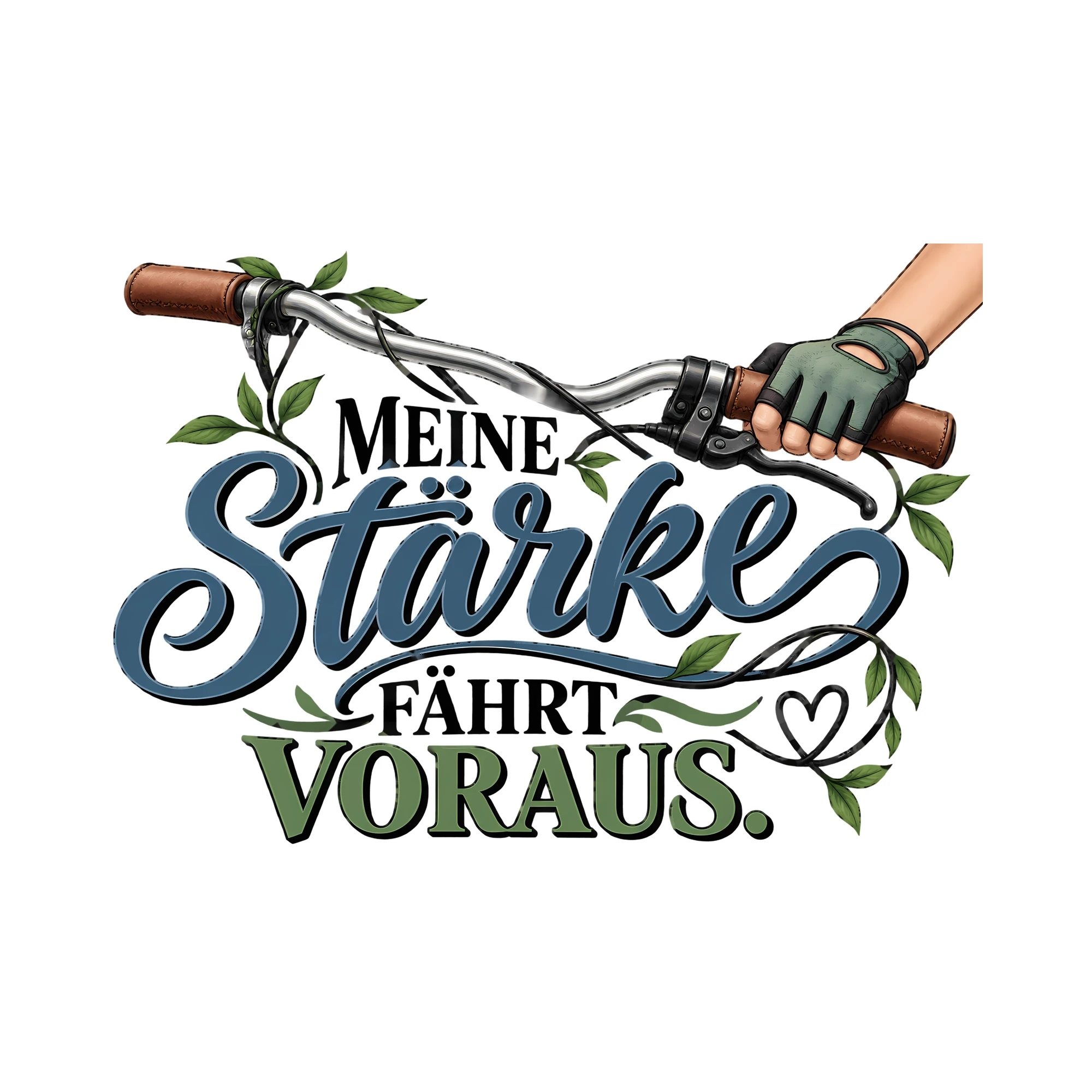 Bügelbild MEINE STÄRKE FÄHRT VORAUS. als Grafik auf weißem Hintergrund (BB012798)