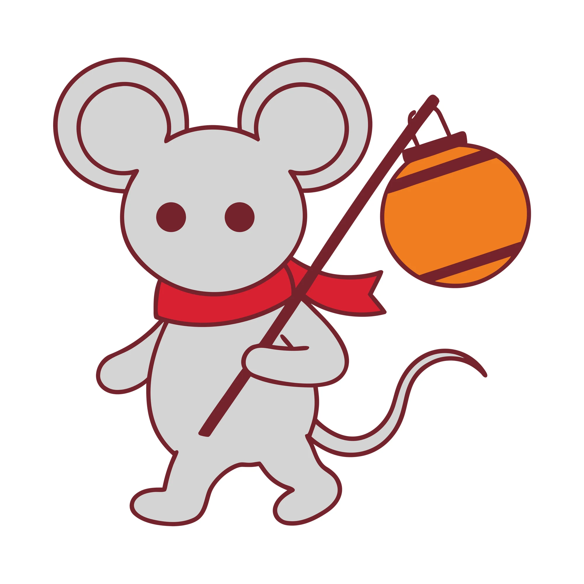 Bügelbild Maus mit Laterne als Grafik auf weißem Hintergrund (BB010321)