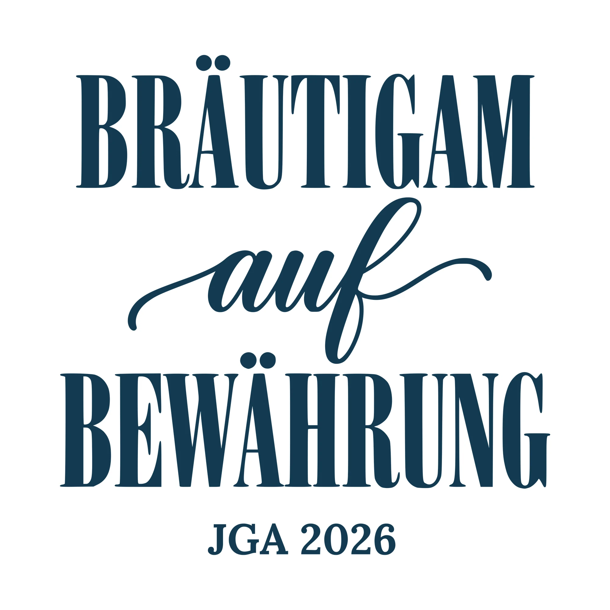 Bügelbild Bräutigam auf Bewährung als Grafik auf weißem Hintergrund (BB010636)