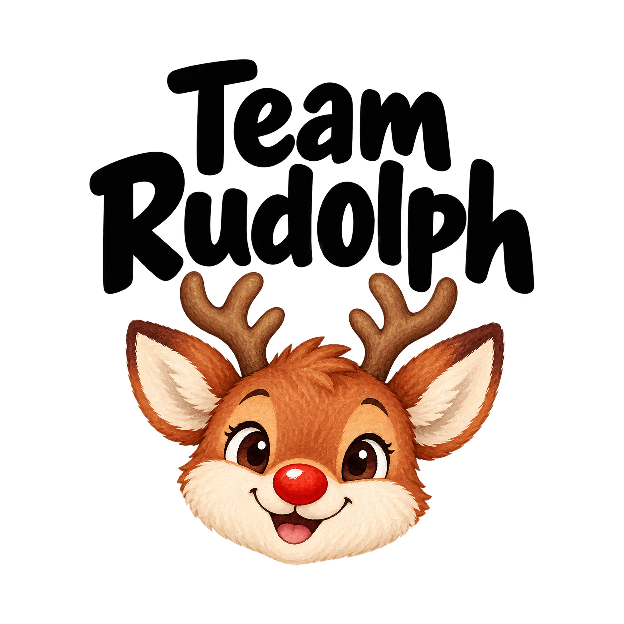 Bügelbild Team Rudolph, Beruf Shirt Spruch als Grafik auf weißem Hintergrund (BB014932)