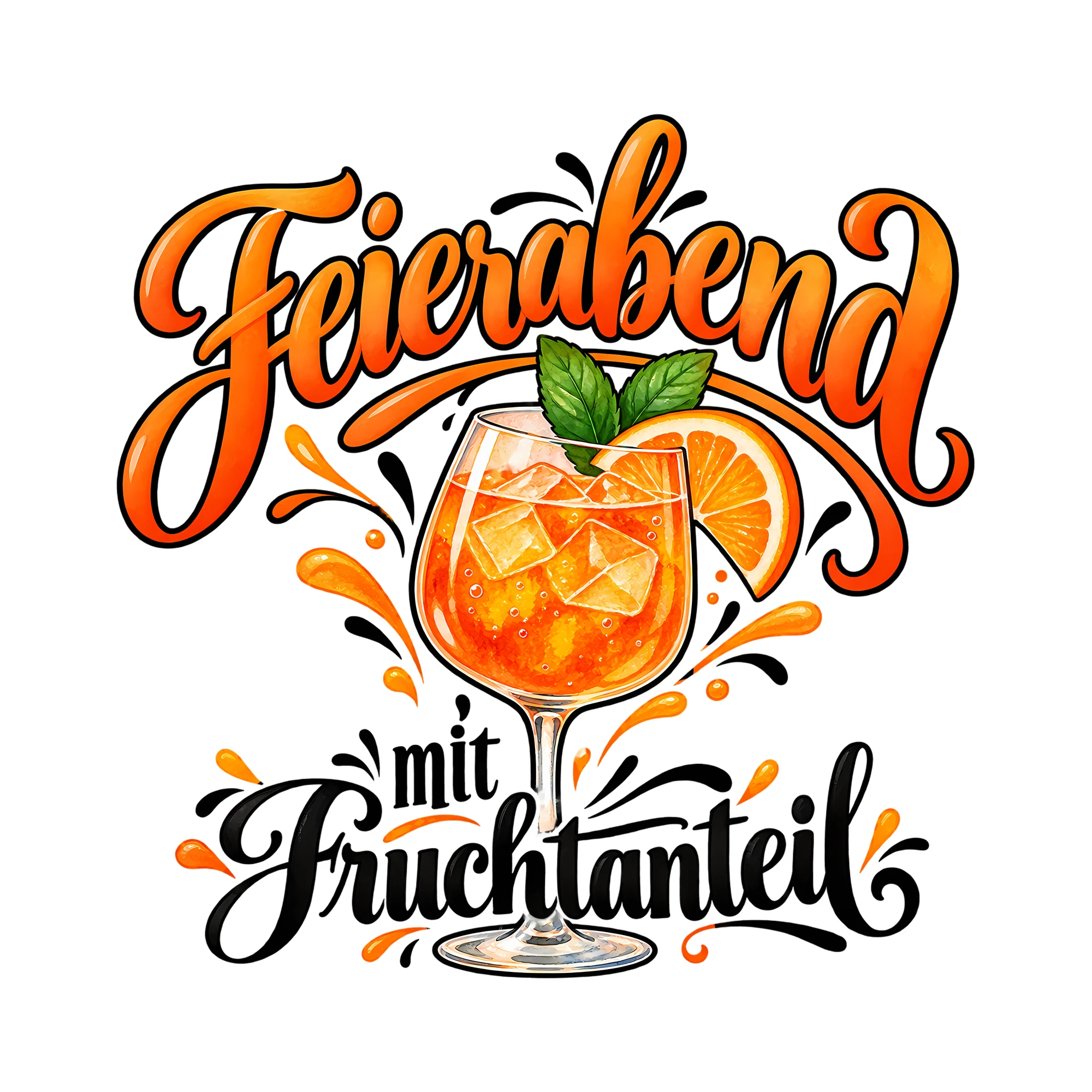 Bügelbild Feierabend mit Fruchtanteil als Grafik auf weißem Hintergrund (BB011903)