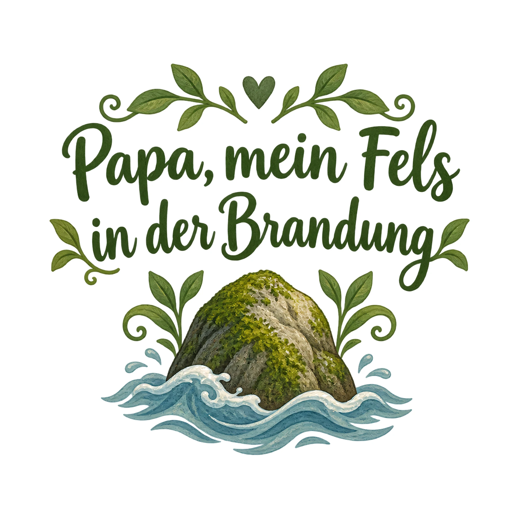 Bügelbild Papa, mein Fels in der Brandung als Grafik auf weißem Hintergrund (BB019203)