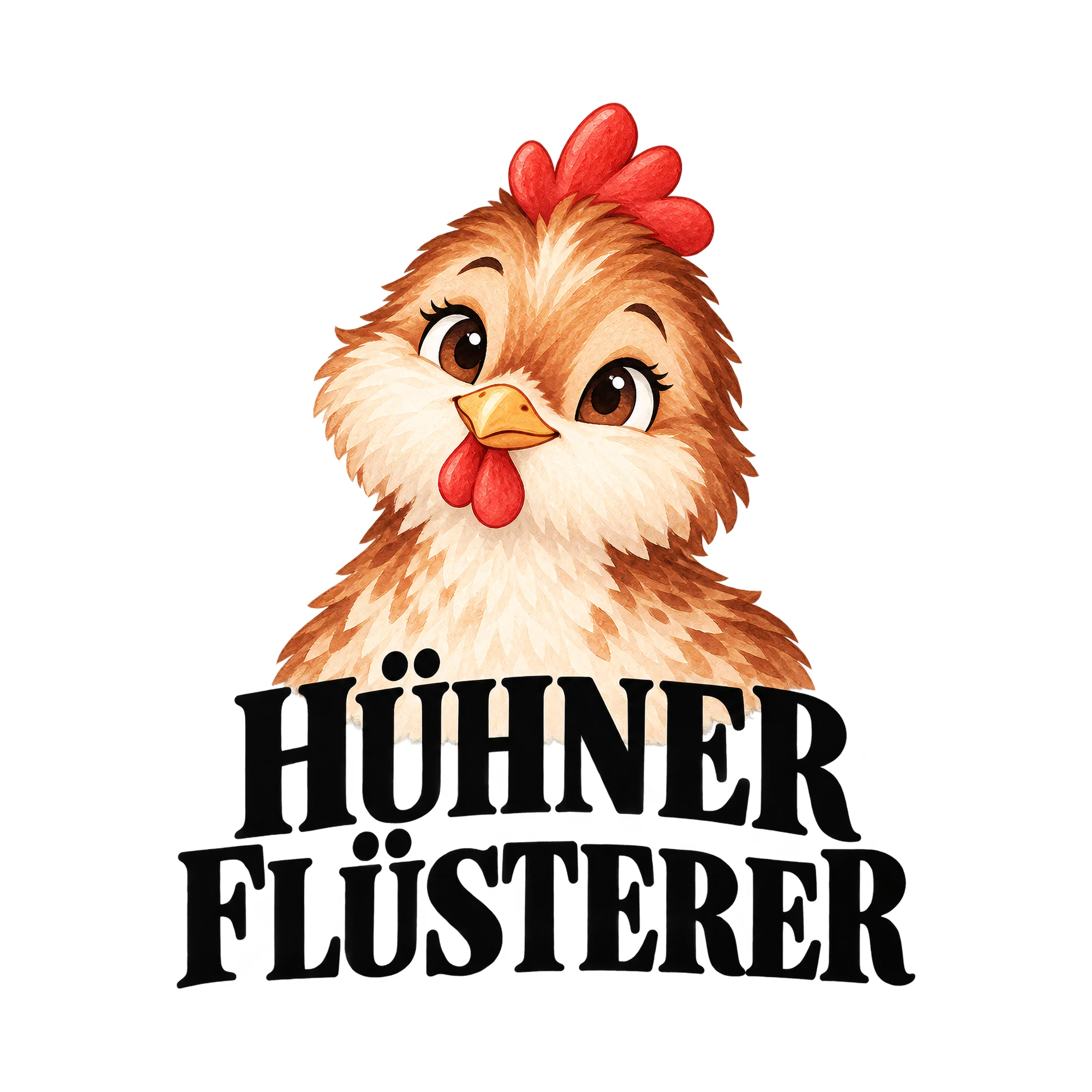 Bügelbild Hühner Flüsterer, Tiere Shirt Spruch als Grafik auf weißem Hintergrund (BB016196)
