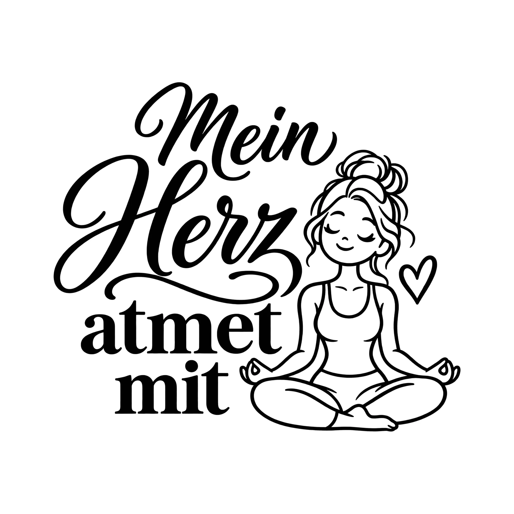 Bügelbild Mein Herz atmet mit als Grafik auf weißem Hintergrund (BB013840)