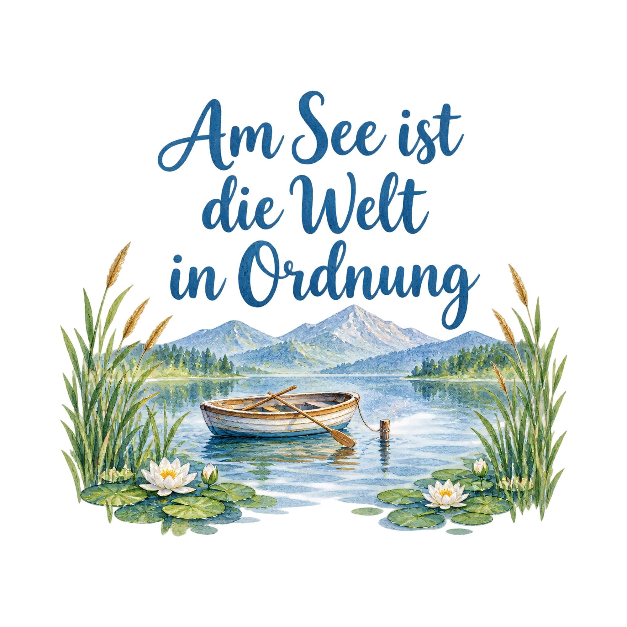 Bügelbild Am See ist die Welt in Ordnung als Grafik auf weißem Hintergrund (BB019322)