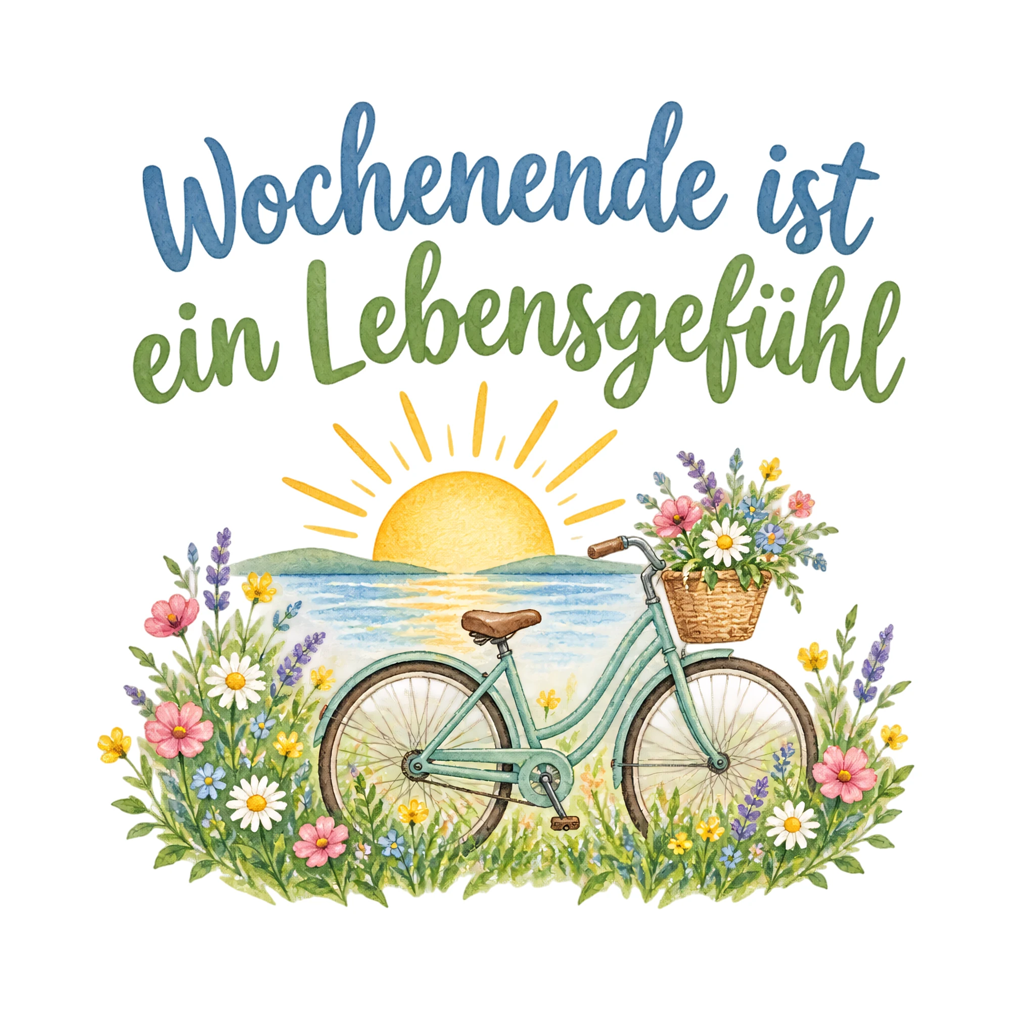 Bügelbild Wochenende ist ein Lebensgefühl als Grafik auf weißem Hintergrund (BB019839)