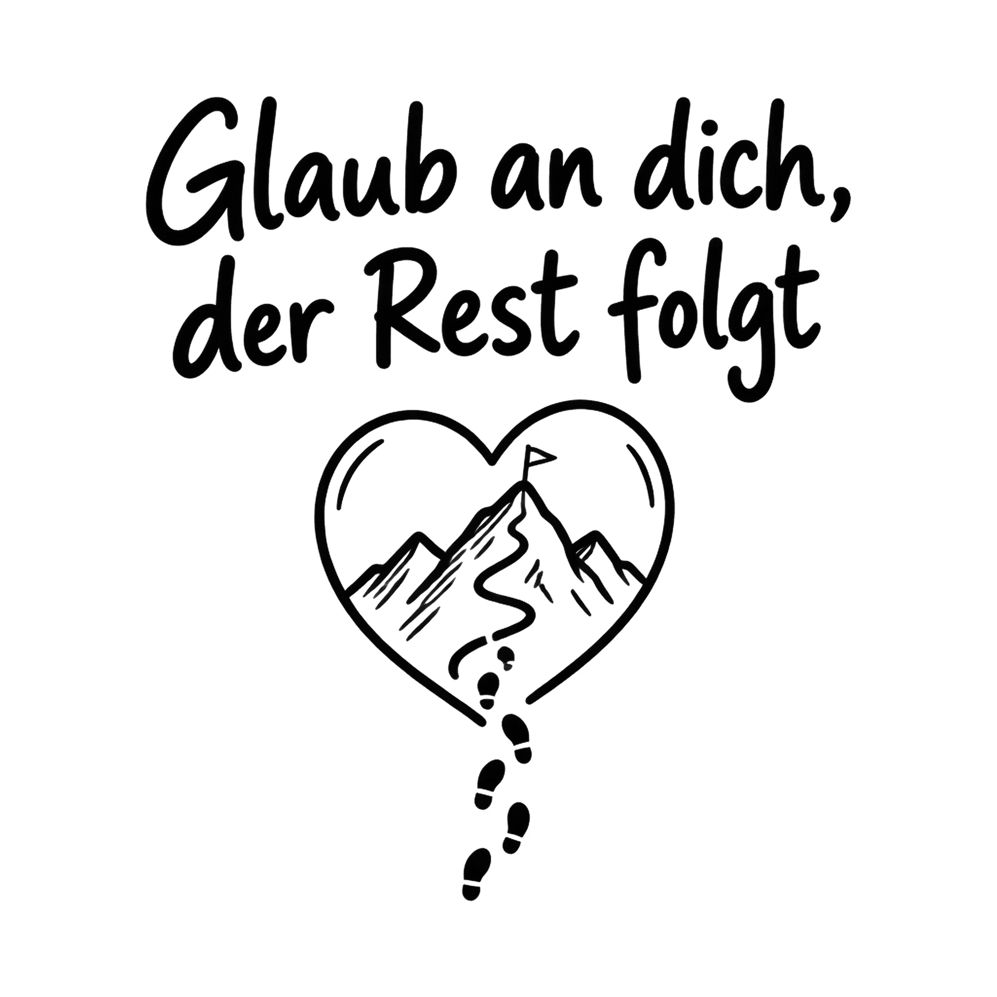 Bügelbild Glaub an dich, der Rest folgt als Grafik auf weißem Hintergrund (BB019717)
