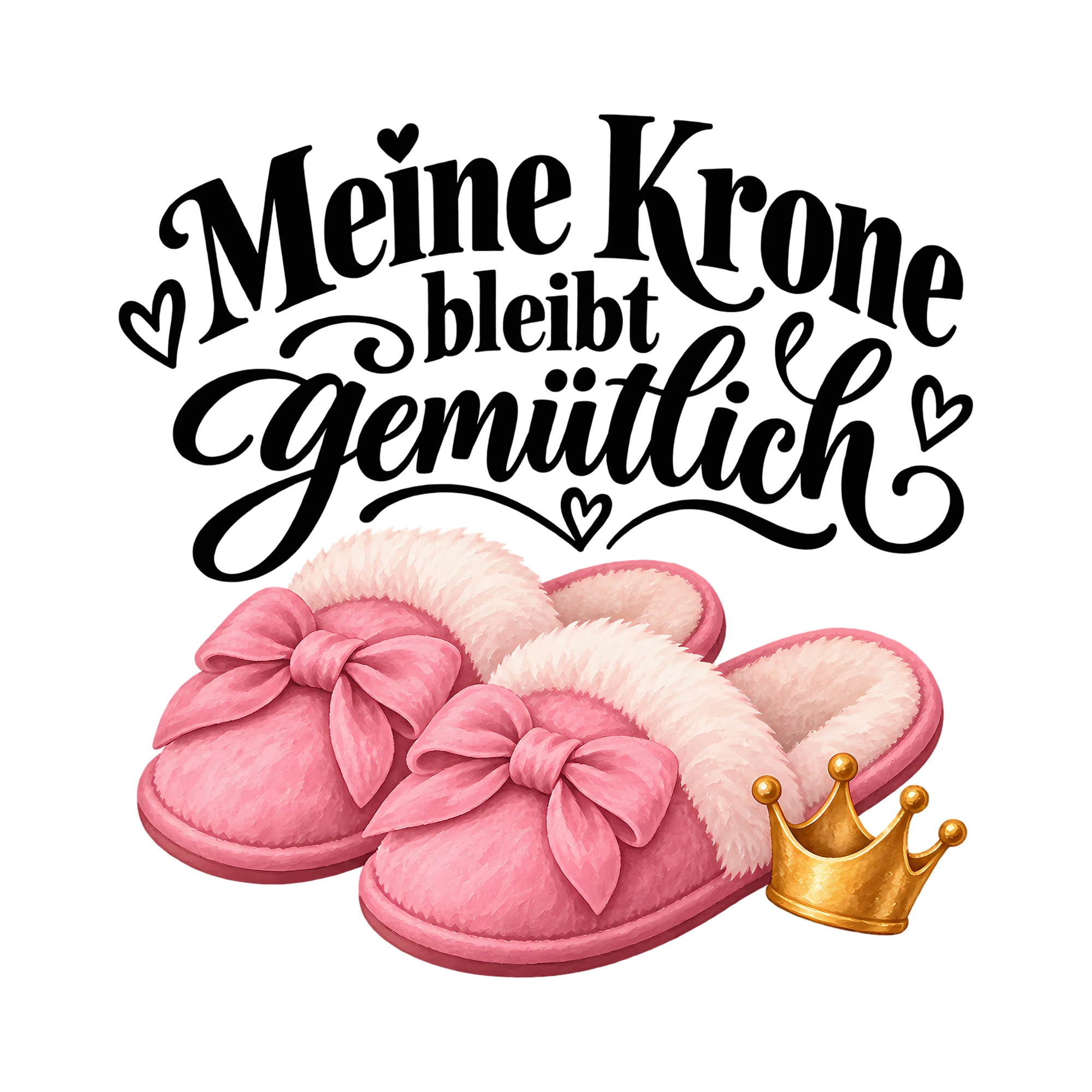 Bügelbild Meine Krone bleibt gemütlich als Grafik auf weißem Hintergrund (BB014578)