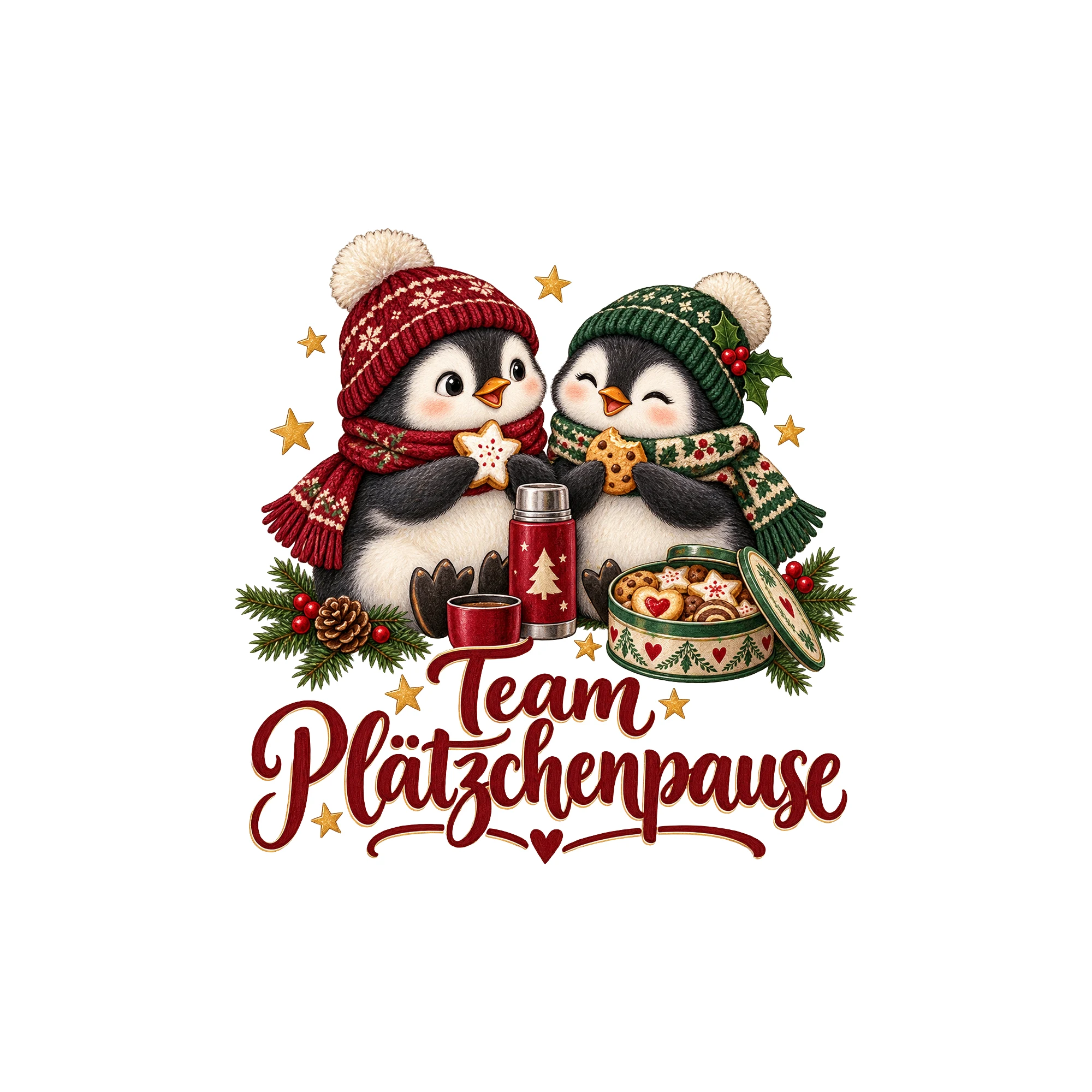 Bügelbild Team Plätzchenpause als Grafik auf weißem Hintergrund (BB011362)