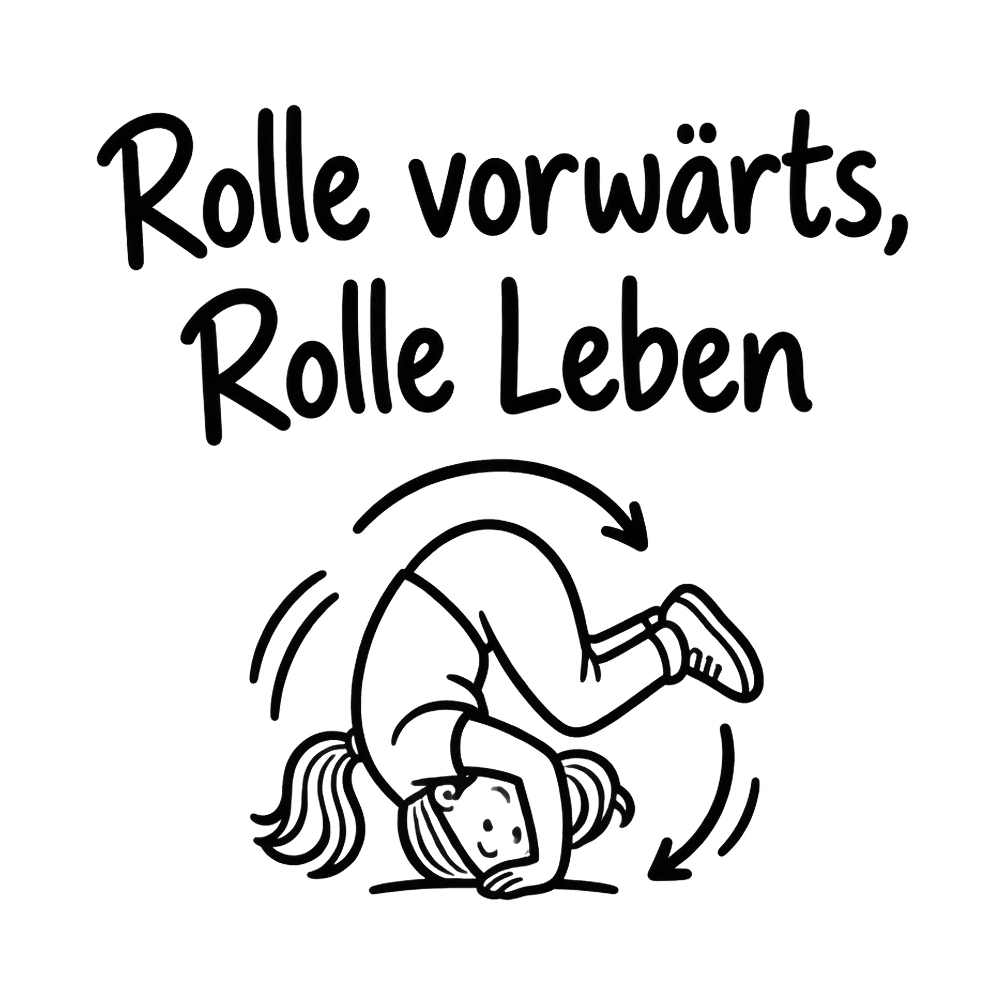 Bügelbild Rolle vorwärts, Rolle Leben als Grafik auf weißem Hintergrund (BB020501)