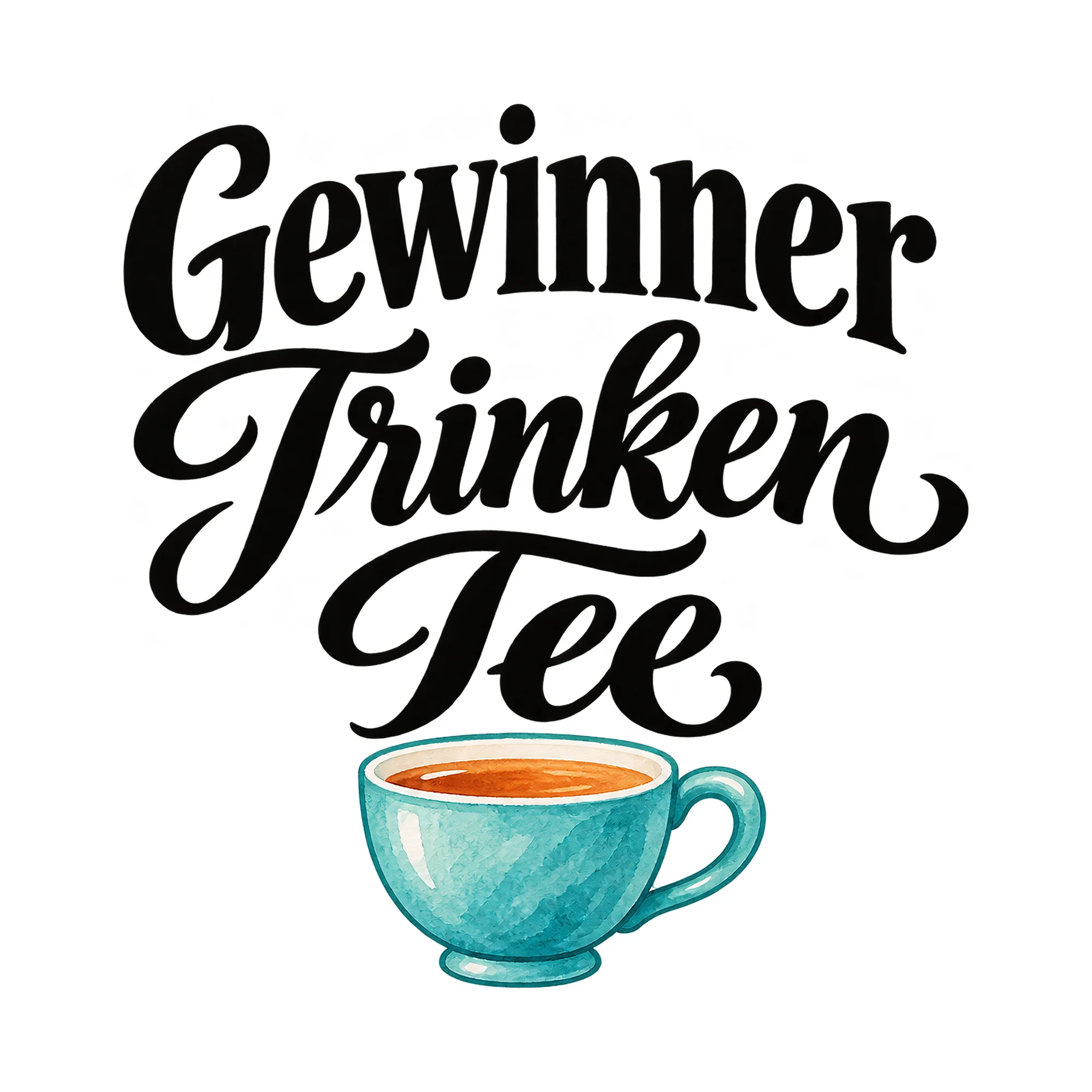 Bügelbild Gewinner Trinken Tee, Küchen Spruch Bügelbild als Grafik auf weißem Hintergrund (BB015097)