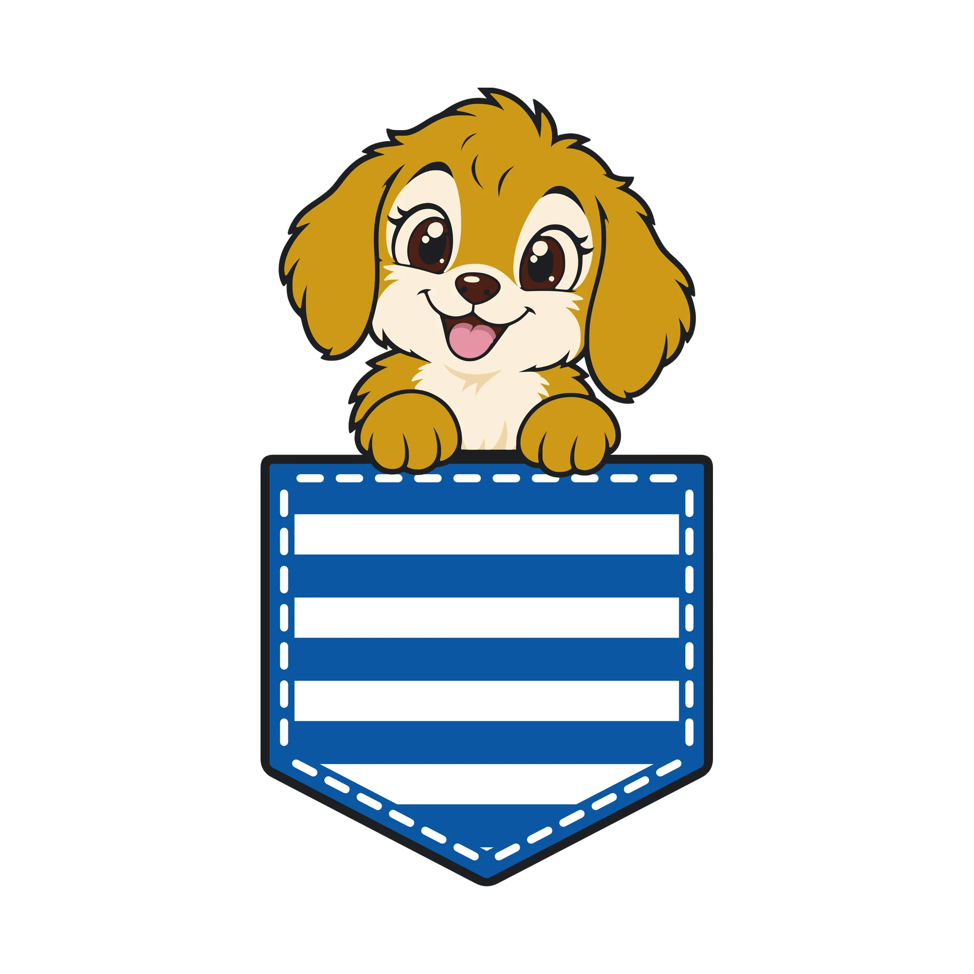 Bügelbild Brusttasche Babyhund als Grafik auf weißem Hintergrund (BB010648)