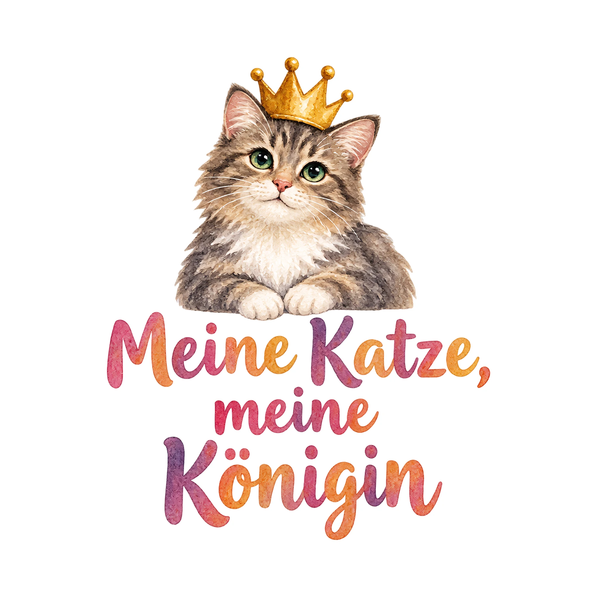 Bügelbild Meine Katze, meine Königin, Tiere Shirt Spruch als Grafik auf weißem Hintergrund (BB016581)