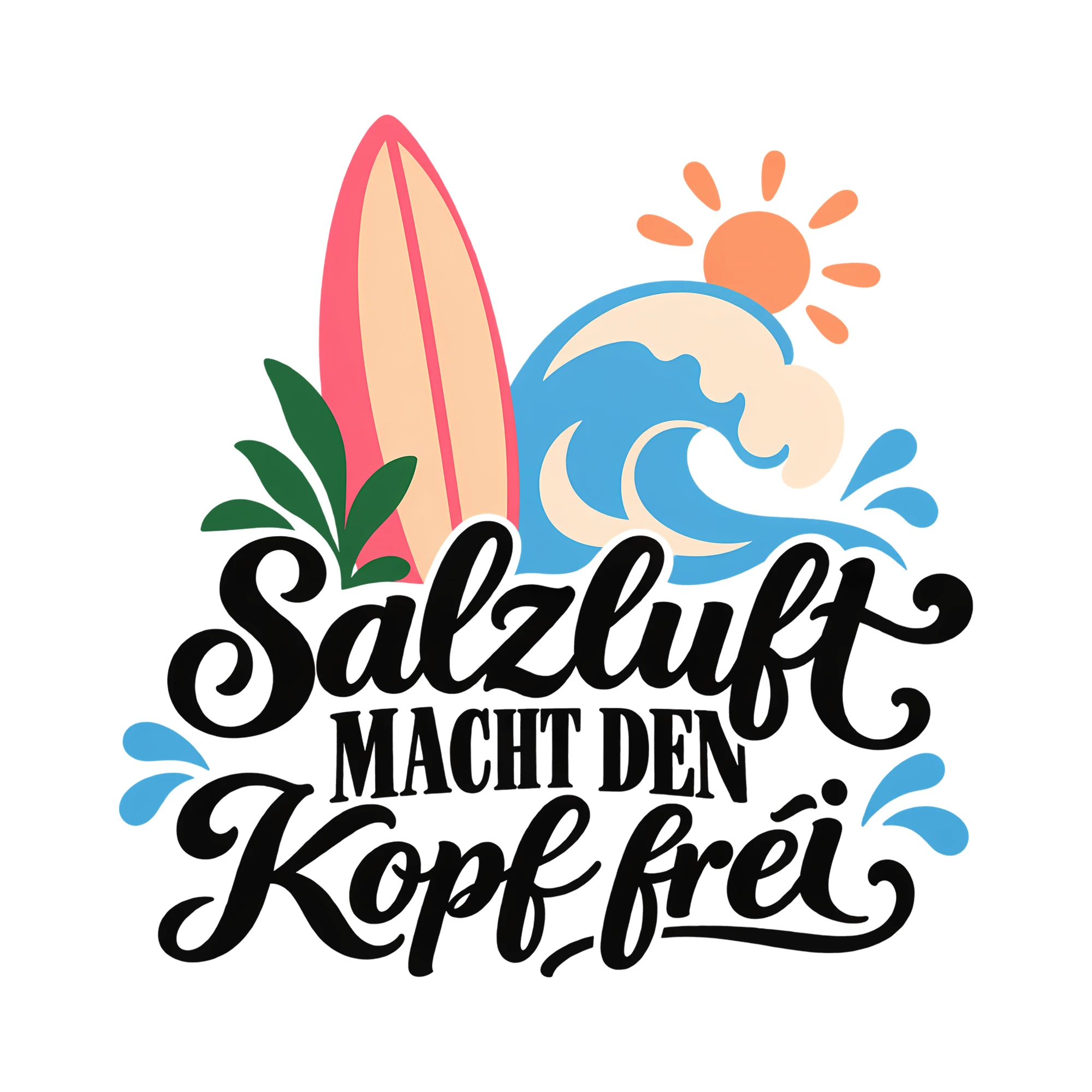 Bügelbild Salzluft macht den Kopf frei als Grafik auf weißem Hintergrund (BB013244)