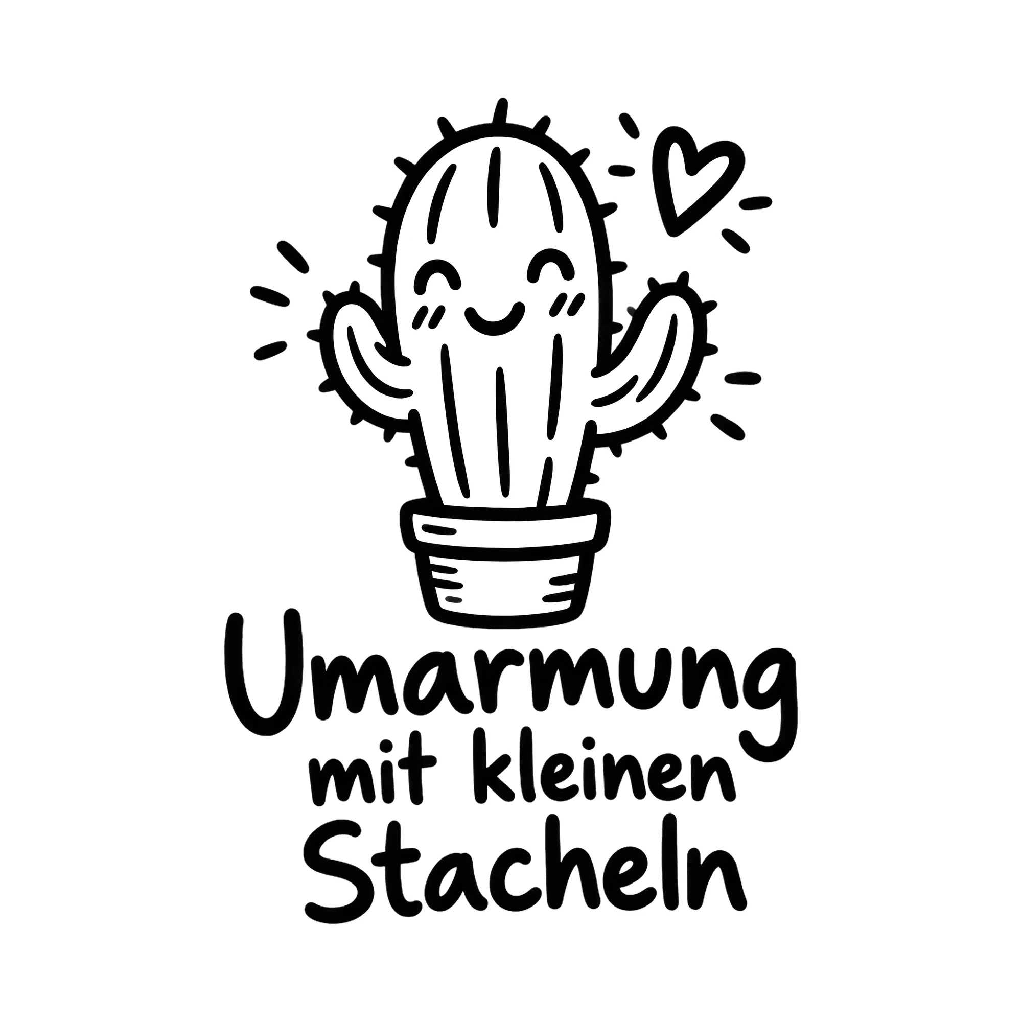 Bügelbild Umarmung mit kleinen Stacheln als Grafik auf weißem Hintergrund (BB013245)