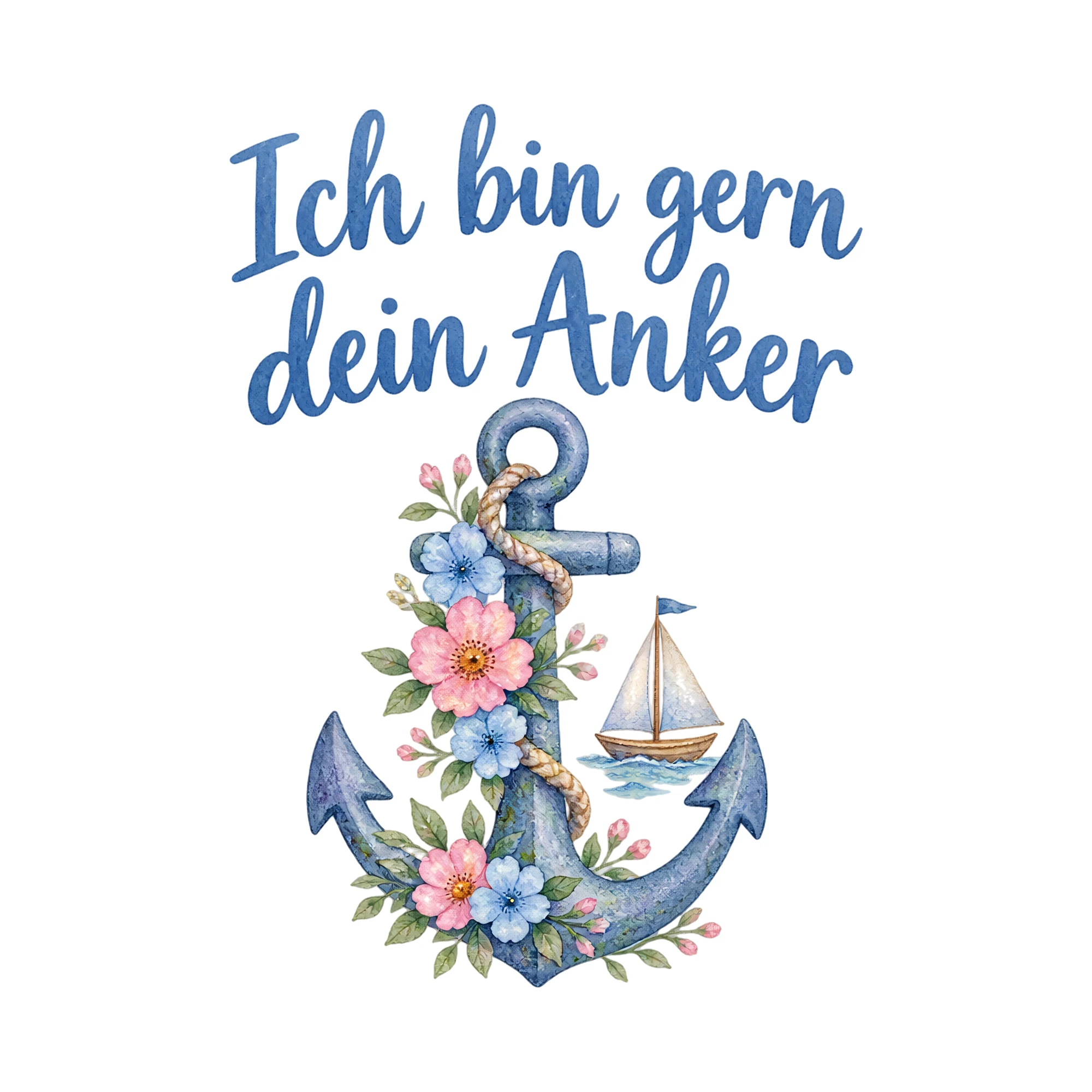 Bügelbild Ich bin gern dein Anker als Grafik auf weißem Hintergrund (BB019123)