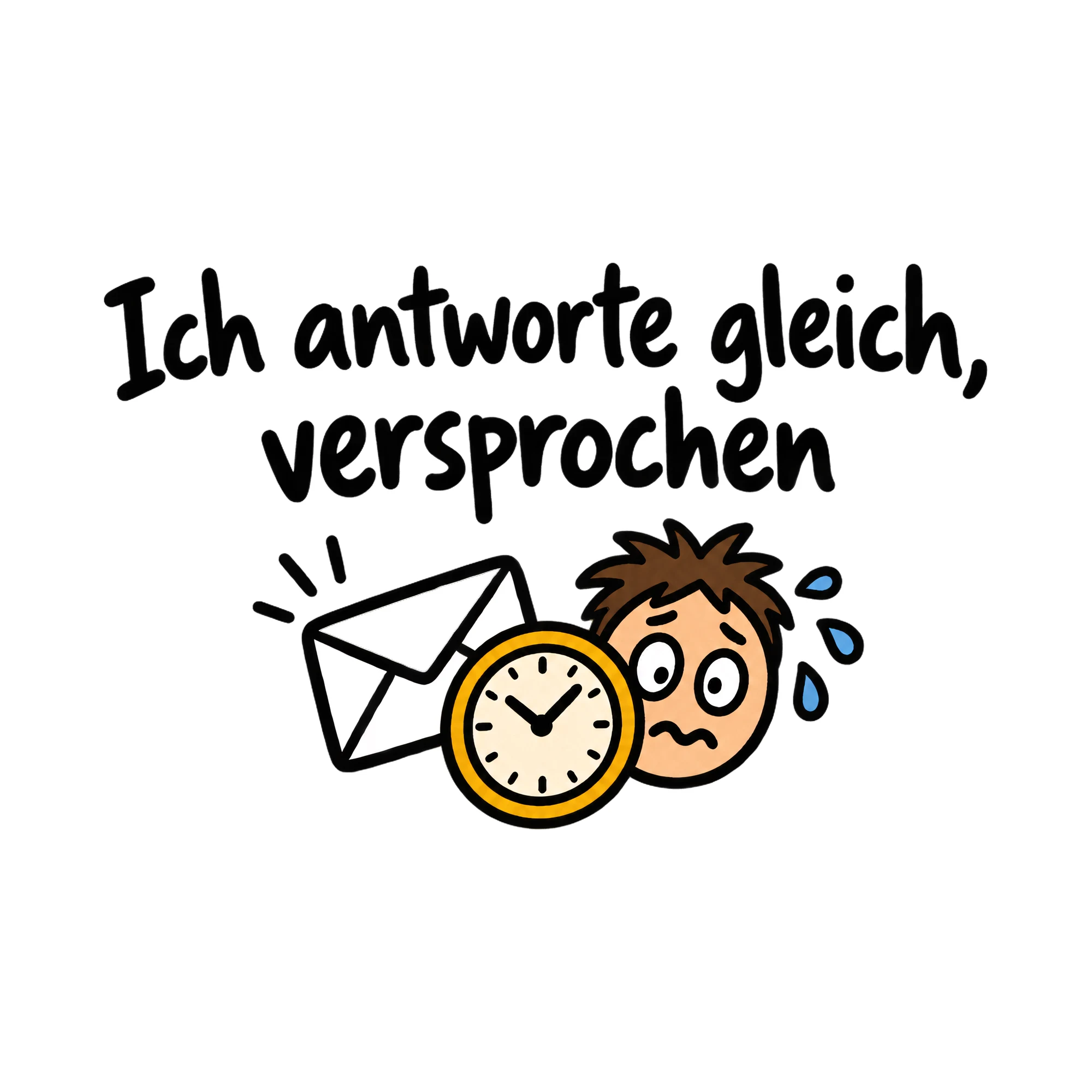 Bügelbild Ich antworte gleich, versprochen, Beruf Shirt Spruch als Grafik auf weißem Hintergrund (BB020234)