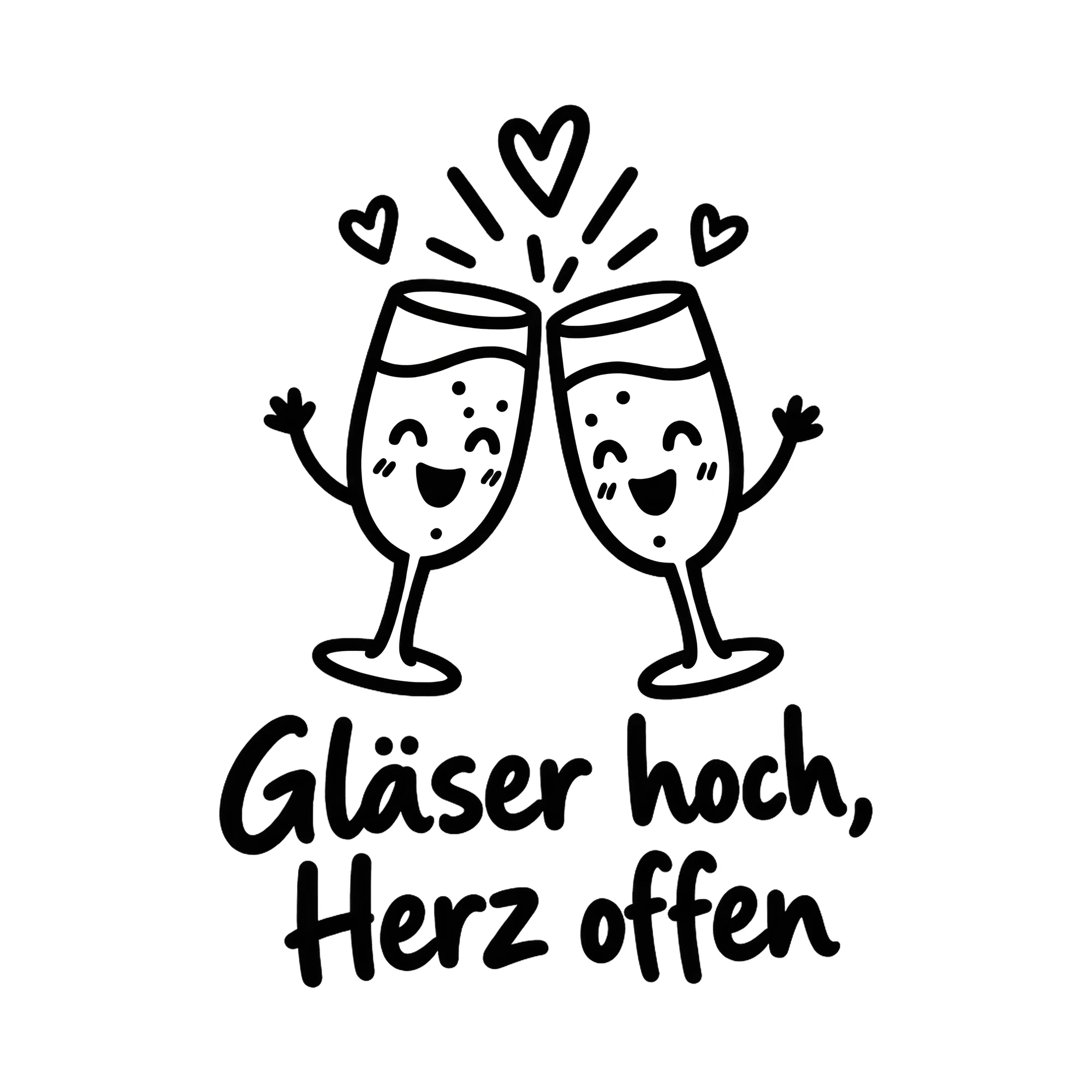 Bügelbild Noch geradeaus im Herzen als Grafik auf weißem Hintergrund (BB013513)