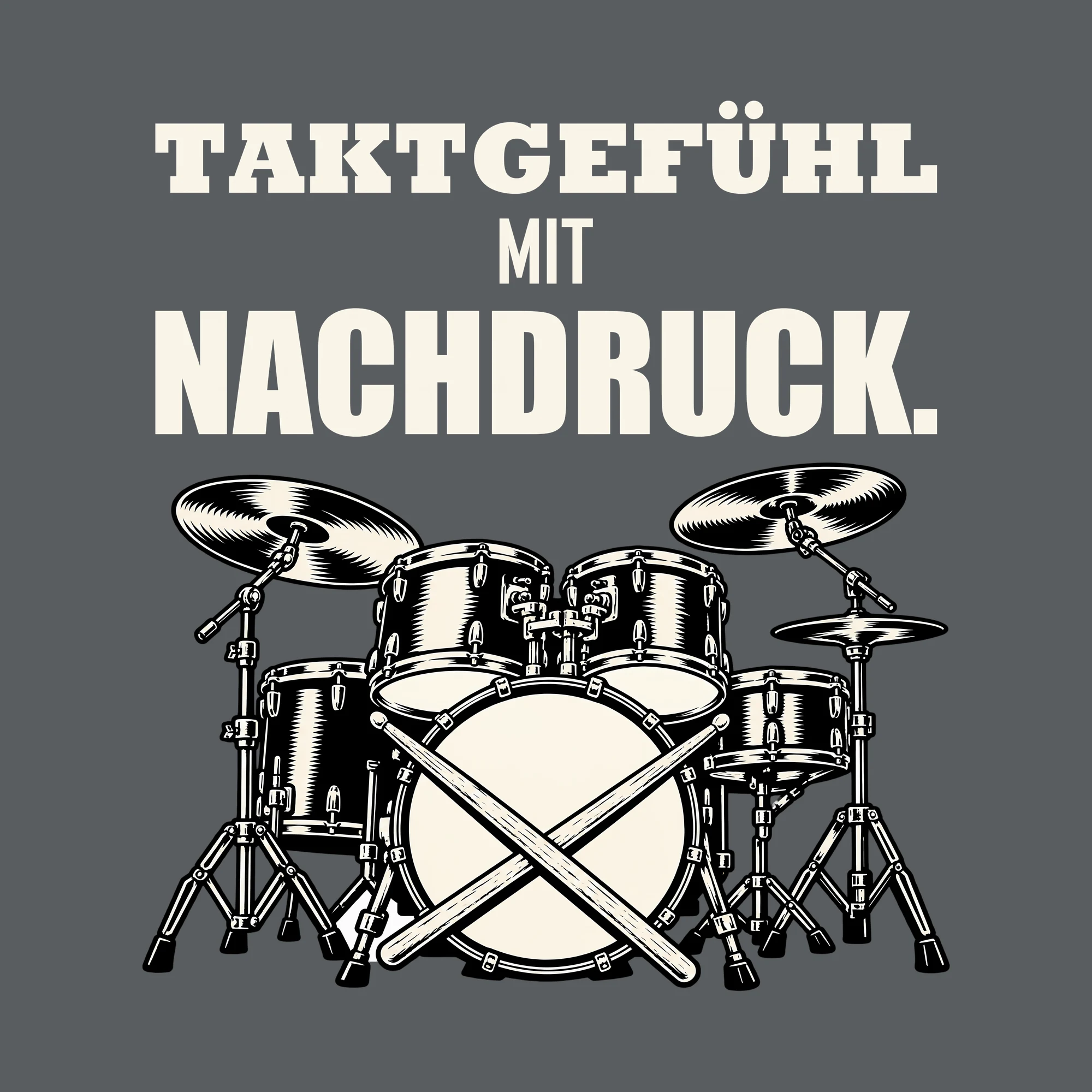 Bügelbild TAKTGEFÜHL MIT NACHDRUCK. als Grafik auf dunklem Hintergrund (BB012781)
