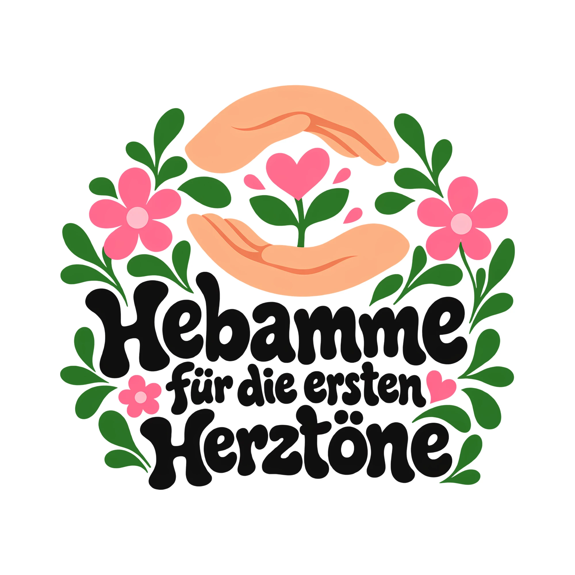 Bügelbild Hebamme für die ersten Herztöne als Grafik auf weißem Hintergrund (BB011673)