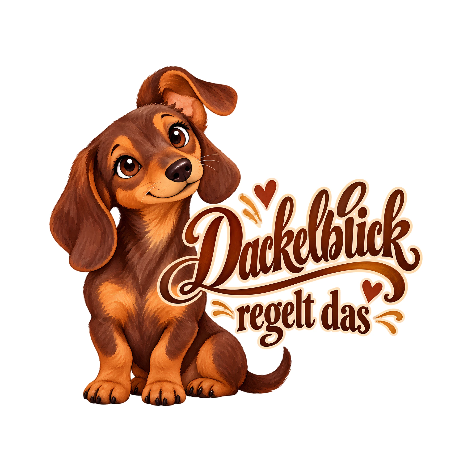Bügelbild Dackelblick regelt das als Grafik auf weißem Hintergrund (BB013028)