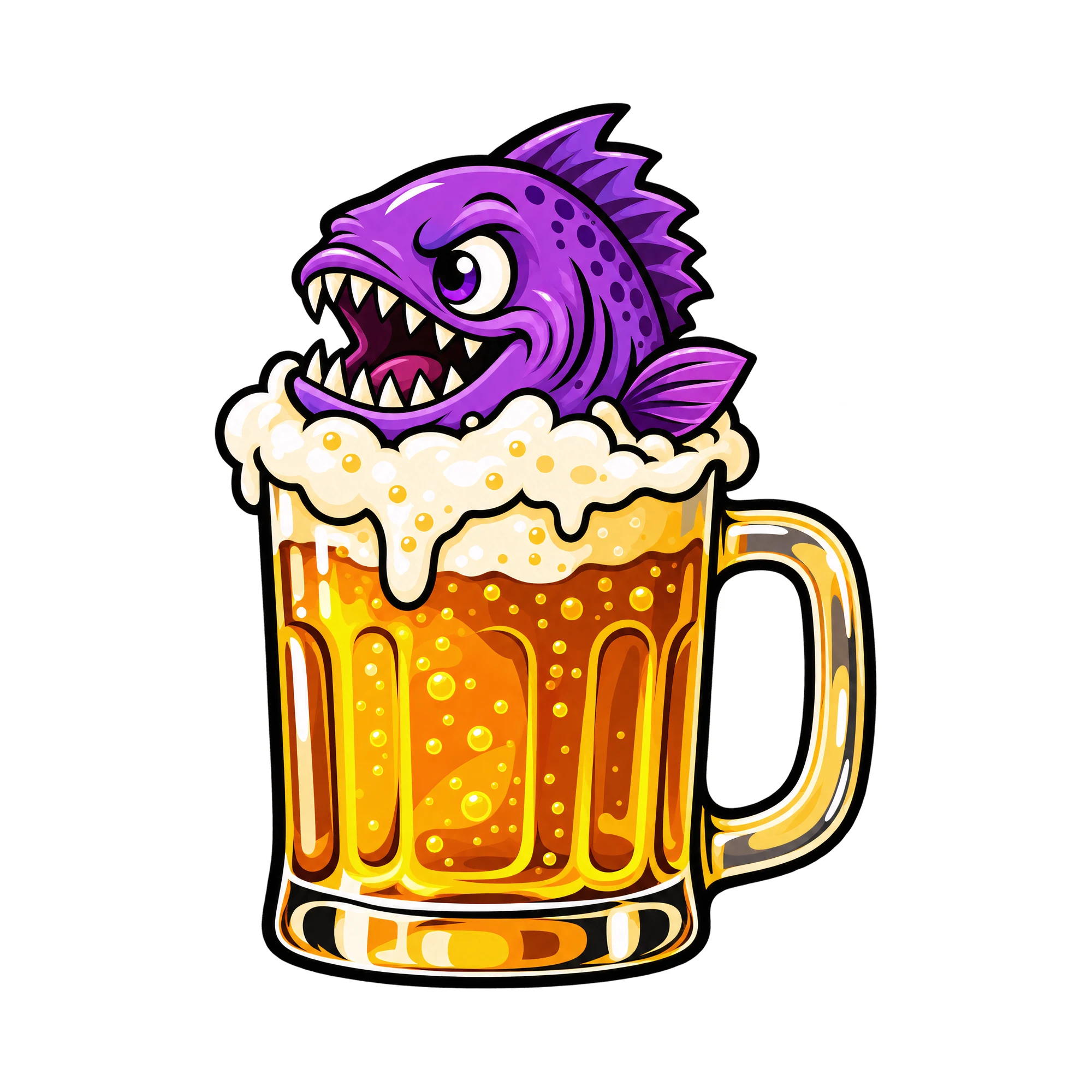 Bügelbild Bieranha, Lustiger Shirt Motiv als Grafik auf weißem Hintergrund (BB014968)