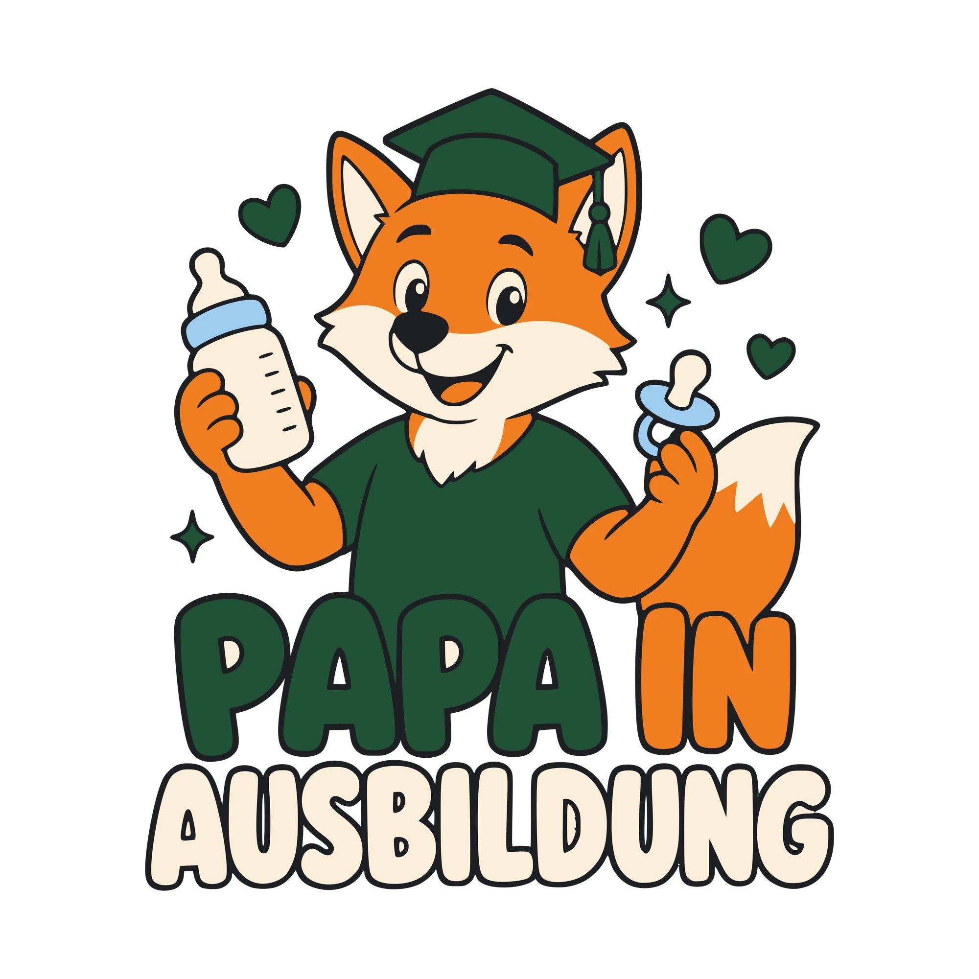 Bügelbild Papa in Ausbildung als Grafik auf weißem Hintergrund (BB010555)