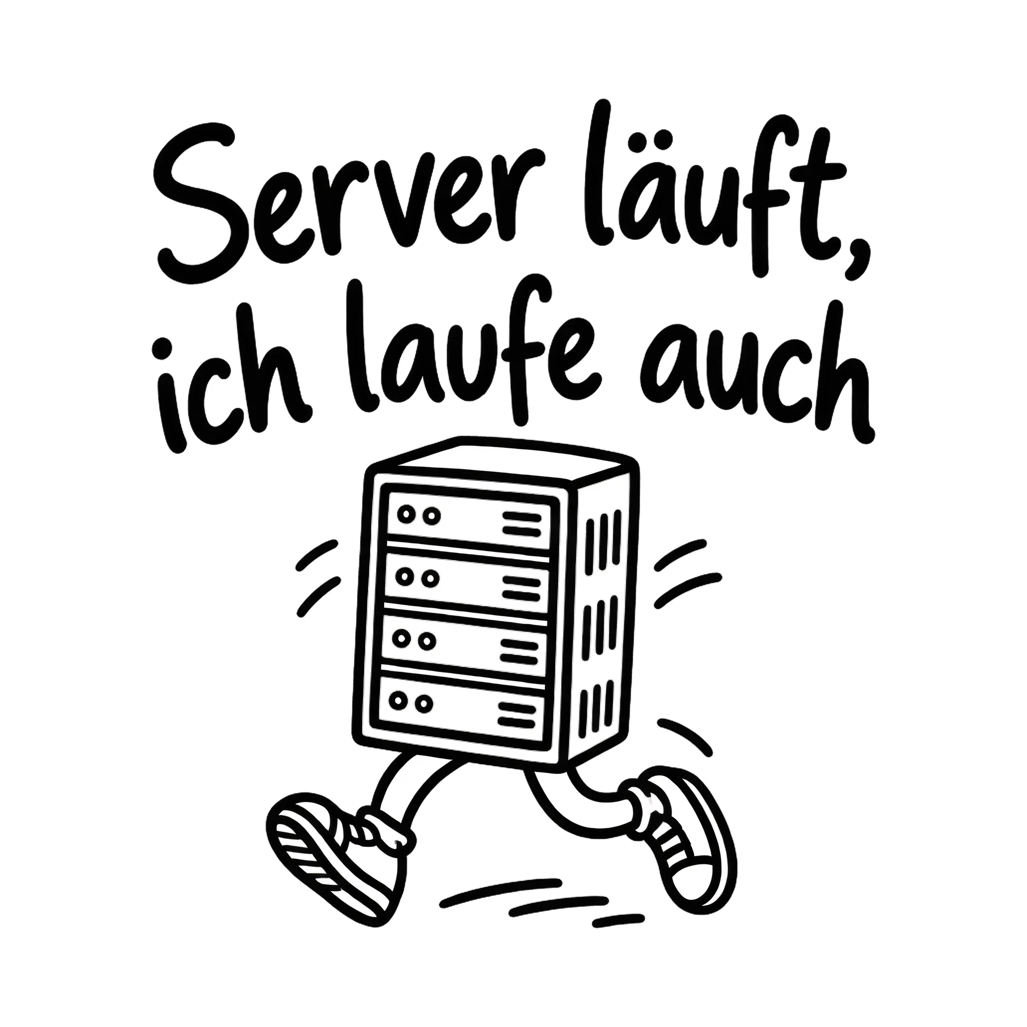 Bügelbild Server läuft, ich laufe auch als Grafik auf weißem Hintergrund (BB020361)