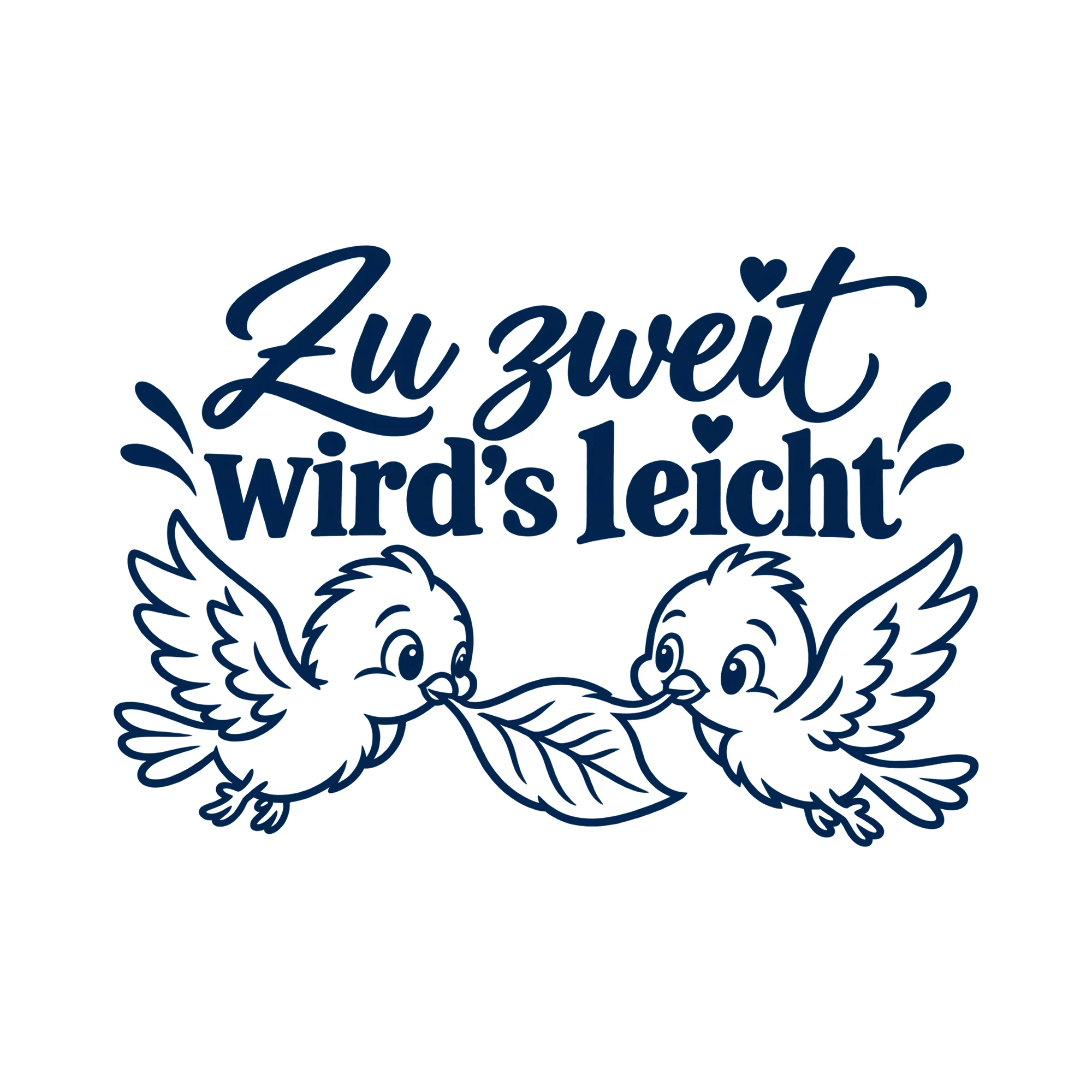 Bügelbild Zu zweit wird’s leicht als Grafik auf weißem Hintergrund (BB012275)