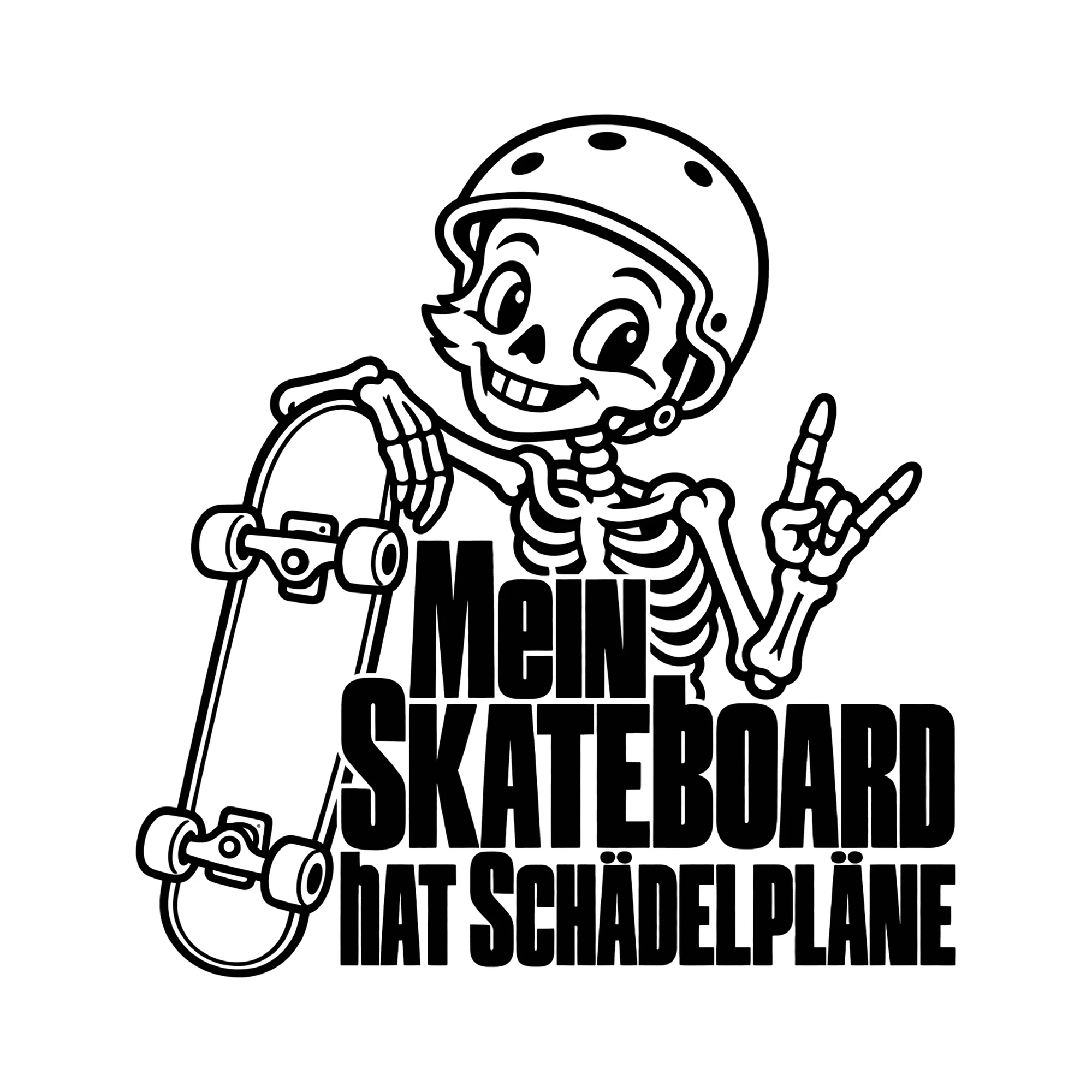 Bügelbild MEIN SKATEBOARD HAT SCHÄDELPLÄNE als Grafik auf weißem Hintergrund (BB013877)