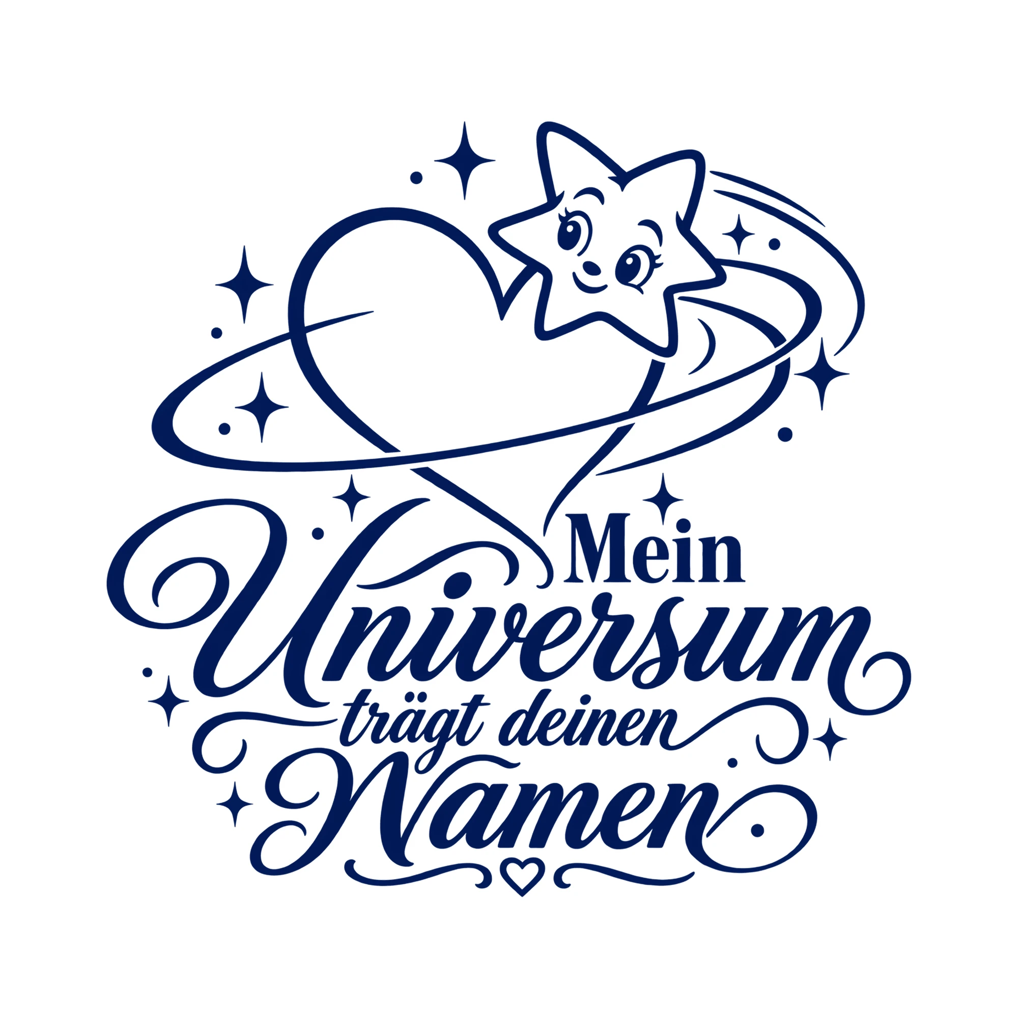 Bügelbild Mein Universum trägt deinen Namen als Grafik auf weißem Hintergrund (BB013571)