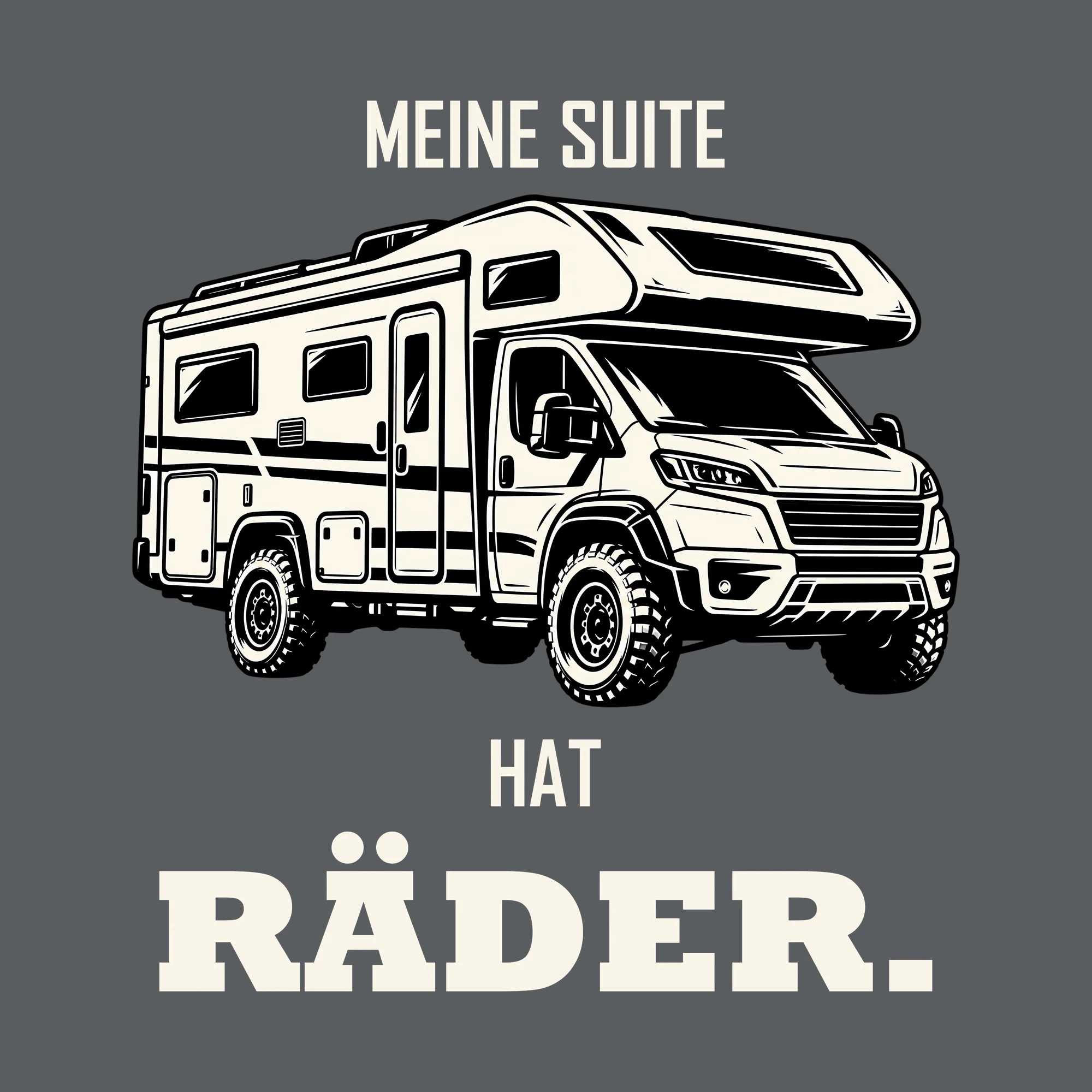 Bügelbild MEINE SUITE HAT RÄDER. als Grafik auf dunklem Hintergrund (BB012758)
